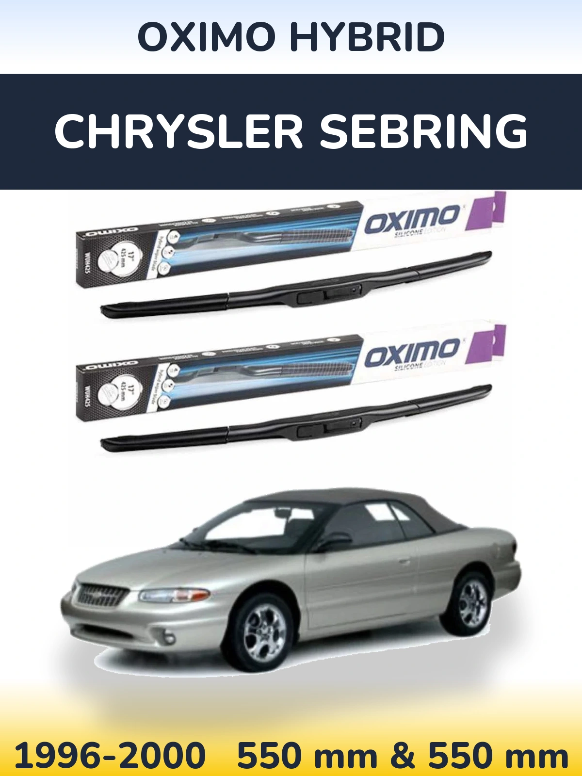 Komplet przednich wycieraczek Oximo Hybrid 550 & 550 mm do Chrysler Sebring 1996-2000