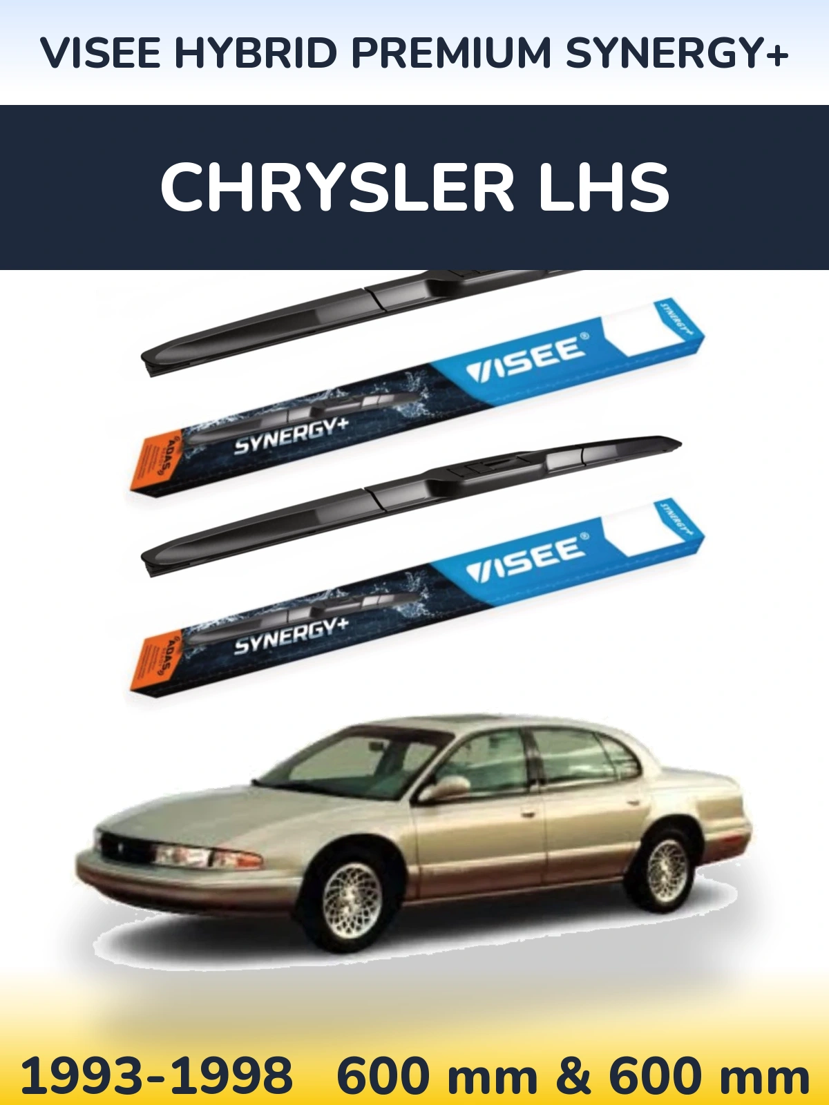Komplet przednich wycieraczek VISEE HYBRID PREMIUM SYNERGY+ 600 & 600 mm do Chrysler LHS 1993-1998
