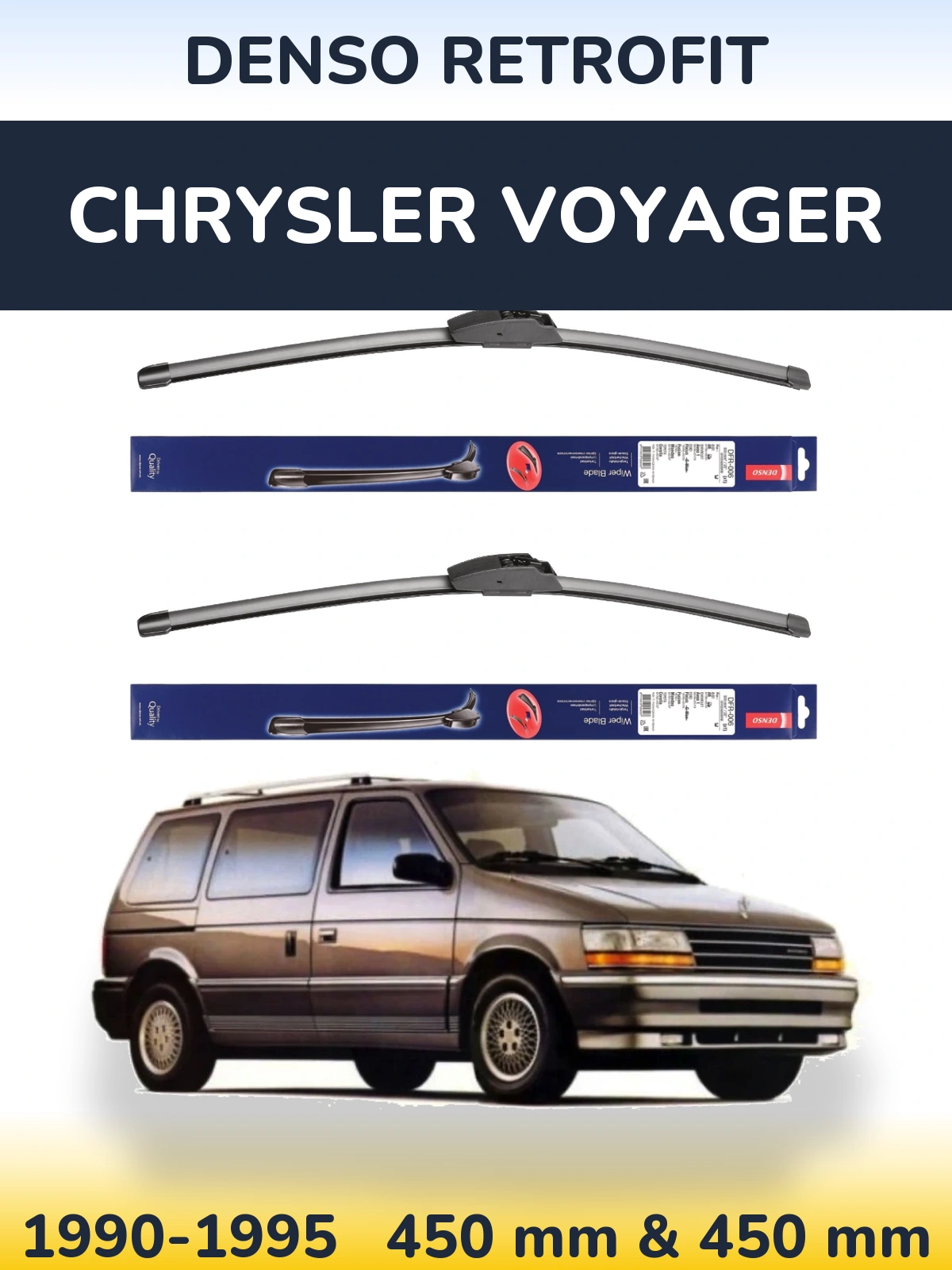 Front wiper blade set Denso Retrofit 450 & 450 мм for Chrysler Voyager 1990-1995