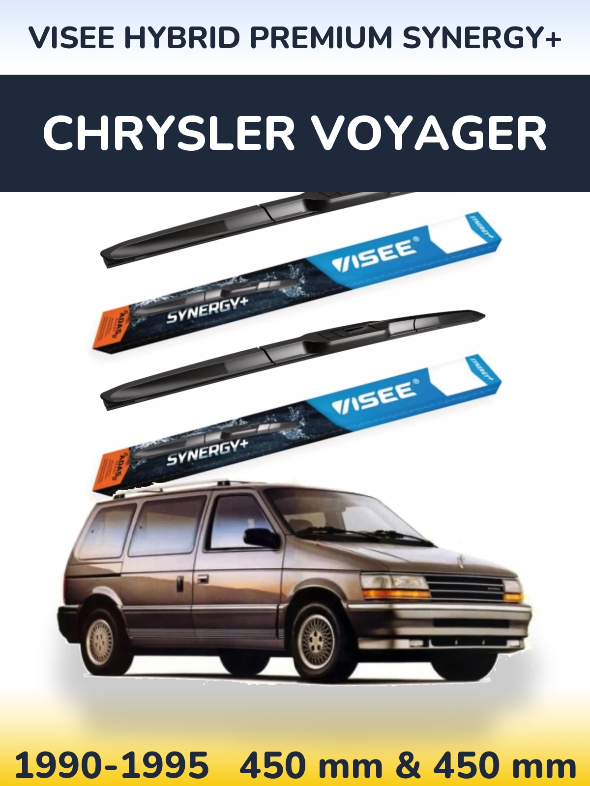 Комплект передніх щіток VISEE HYBRID PREMIUM SYNERGY+ 450 & 450 мм для Chrysler Voyager 1990-1995
