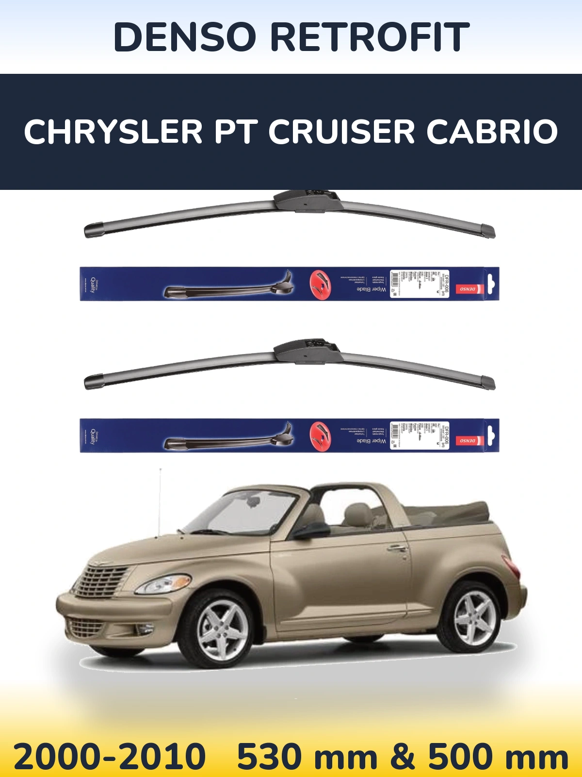 Комплект передних дворников Denso Retrofit 530 & 500 мм для Chrysler PT Cruiser Cabrio 2000-2010