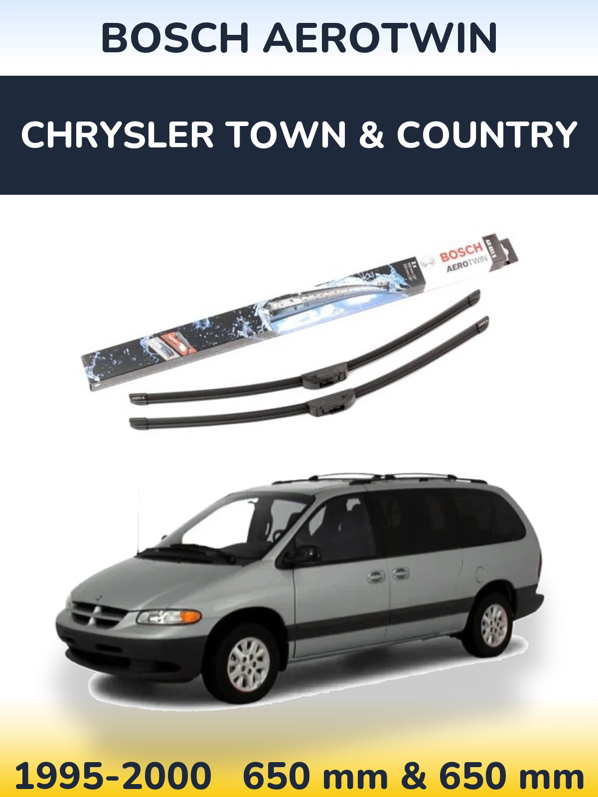 Комплект передних дворников BOSCH AeroTwin 650 & 650 мм для Chrysler Town & Country 1995-2000