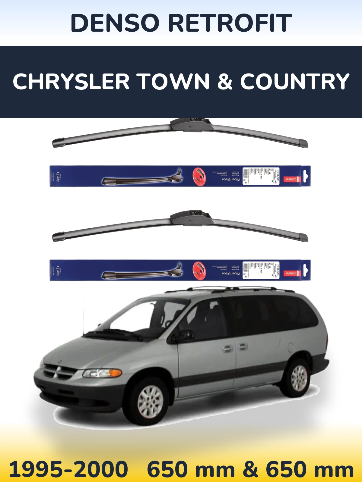 Комплект передніх щіток Denso Retrofit 650 & 650 мм для Chrysler Town & Country 1995-2000