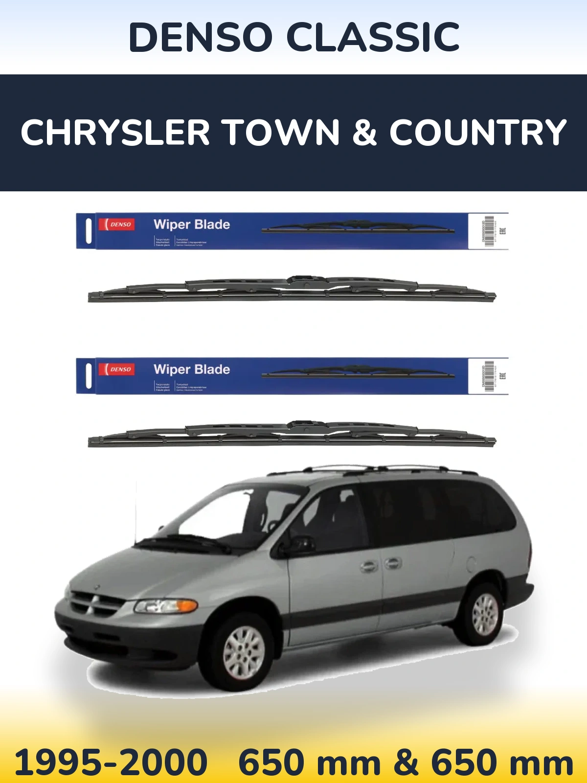 Komplet przednich wycieraczek Denso Classic 650 & 650 mm do Chrysler Town & Country 1995-2000