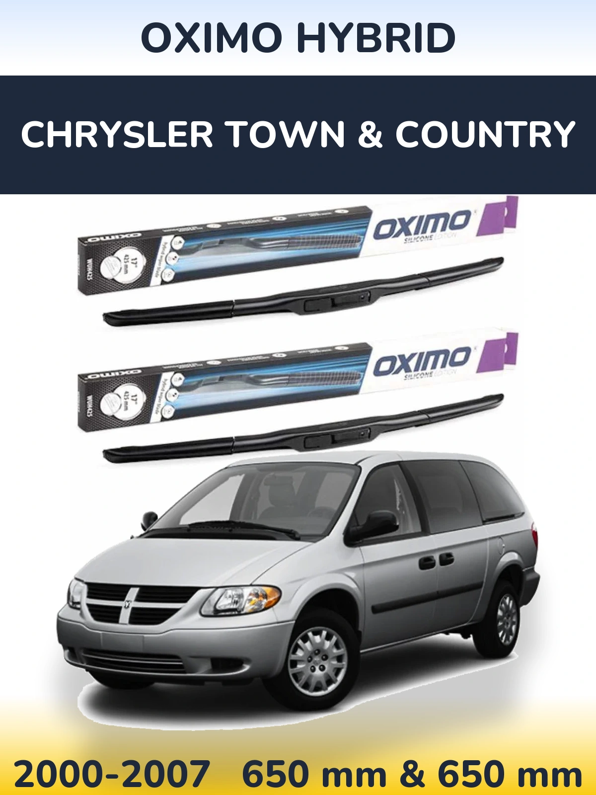 Комплект передних дворников Oximo Hybrid 650 & 650 мм для Chrysler Town & Country 2000-2007