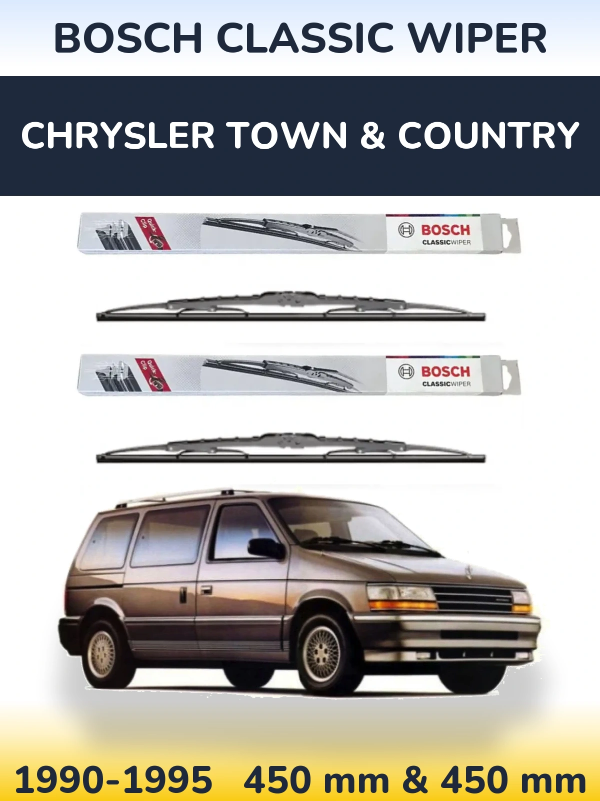 Комплект передних дворников BOSCH Classic Wiper 450 & 450 мм для Chrysler Town & Country 1990-1995