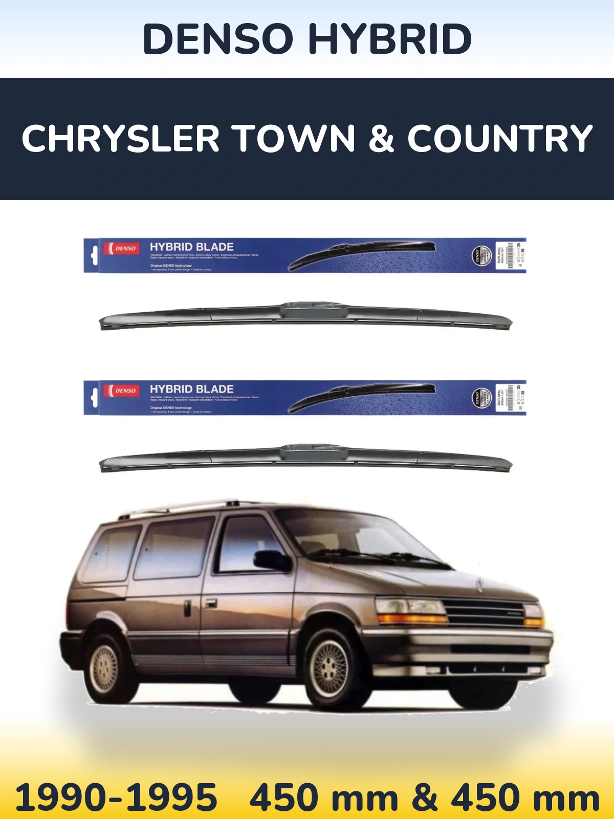Komplet przednich wycieraczek Denso Hybrid 450 & 450 mm do Chrysler Town & Country 1990-1995