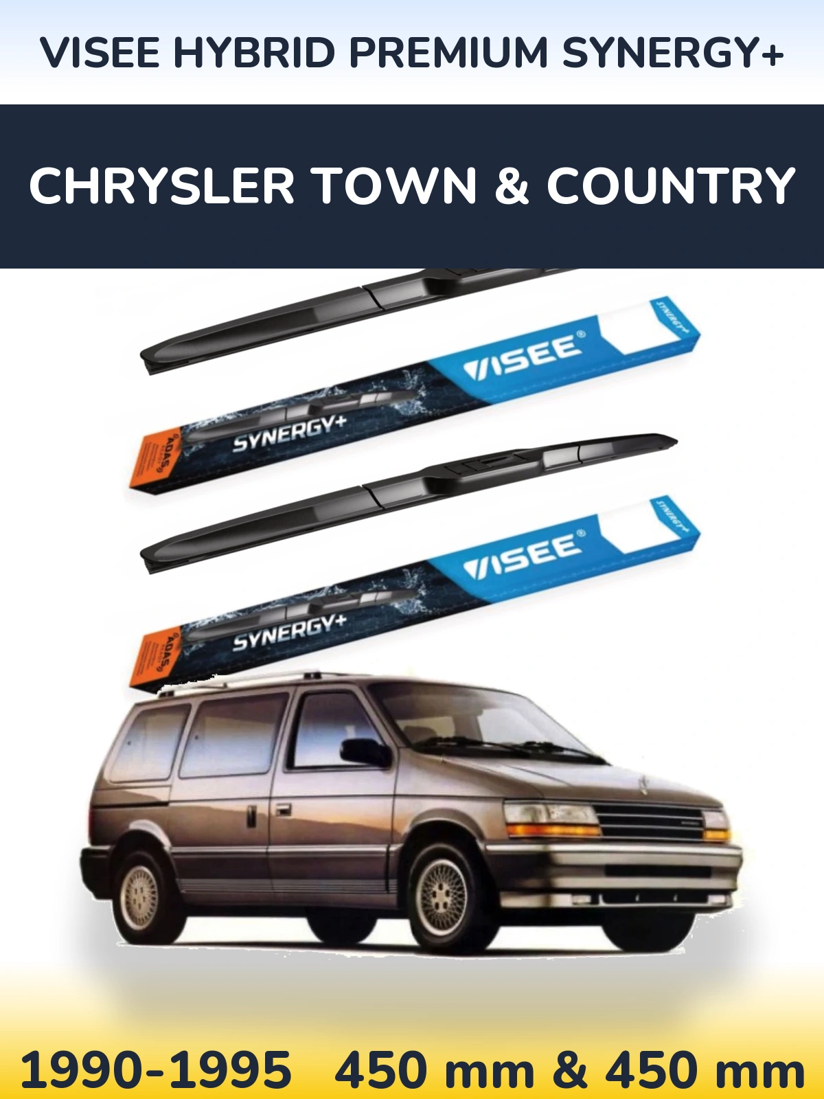 Комплект передних дворников VISEE HYBRID PREMIUM SYNERGY+ 450 & 450 мм для Chrysler Town & Country 1990-1995