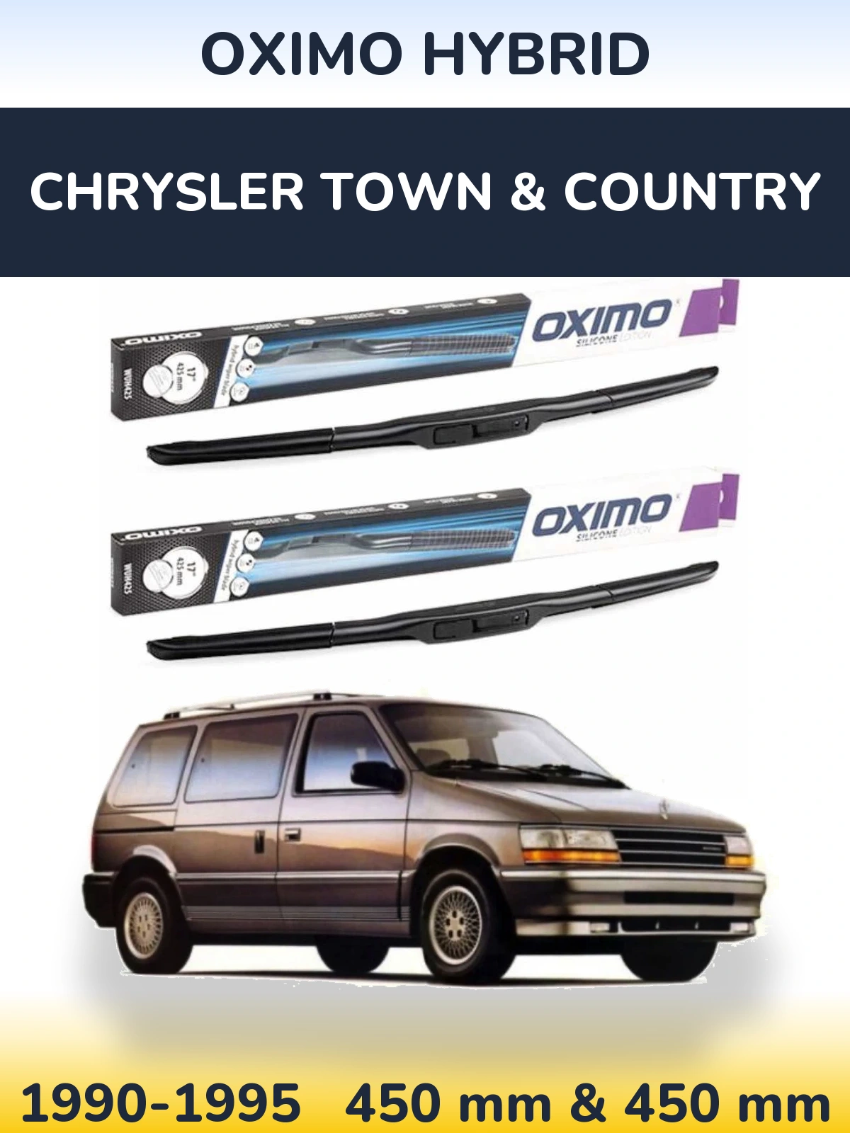Комплект передних дворников Oximo Hybrid 450 & 450 мм для Chrysler Town & Country 1990-1995