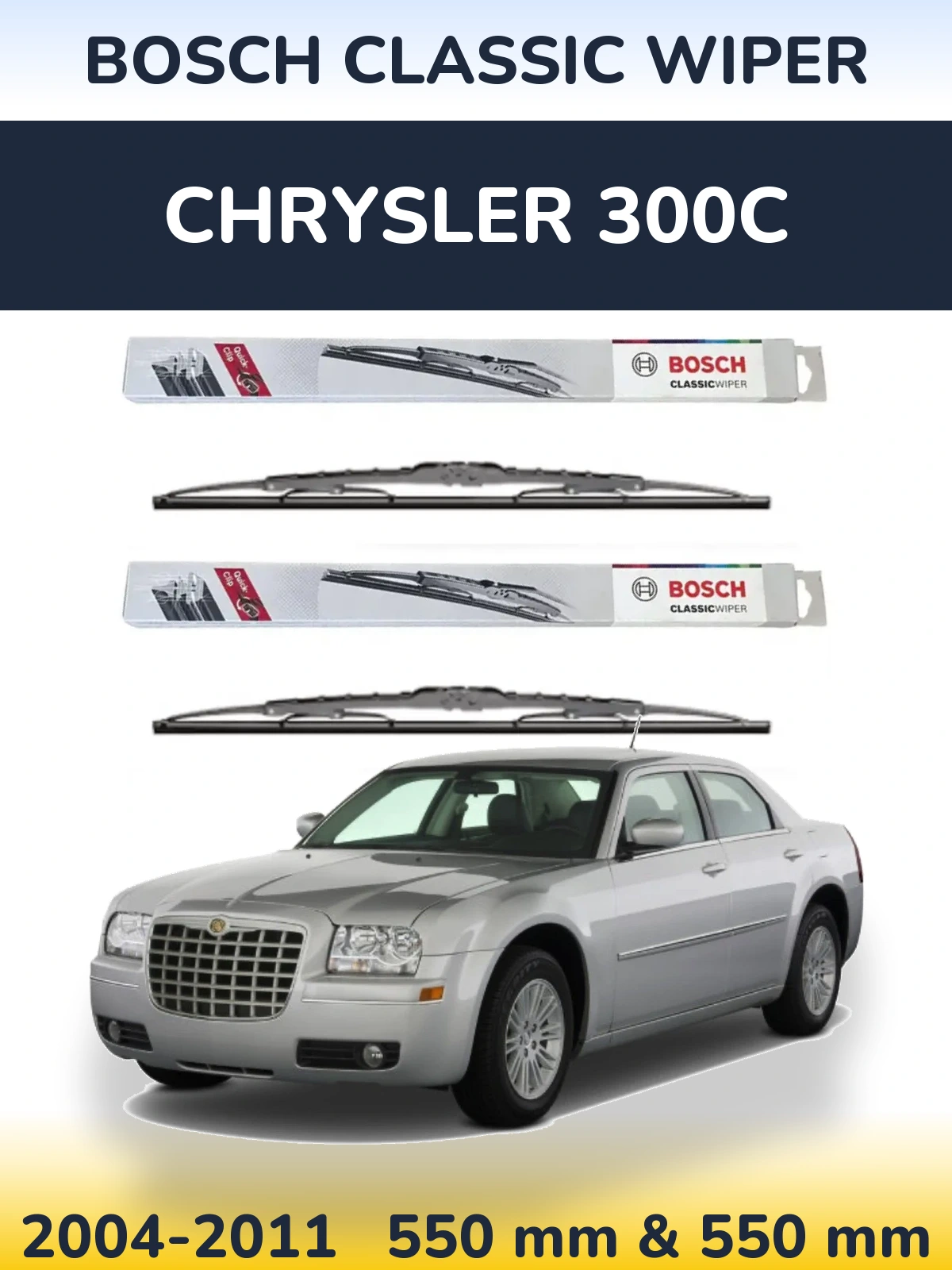 Front wiper blade set BOSCH Classic Wiper 550 & 550 мм for Chrysler 300C 2004-2011