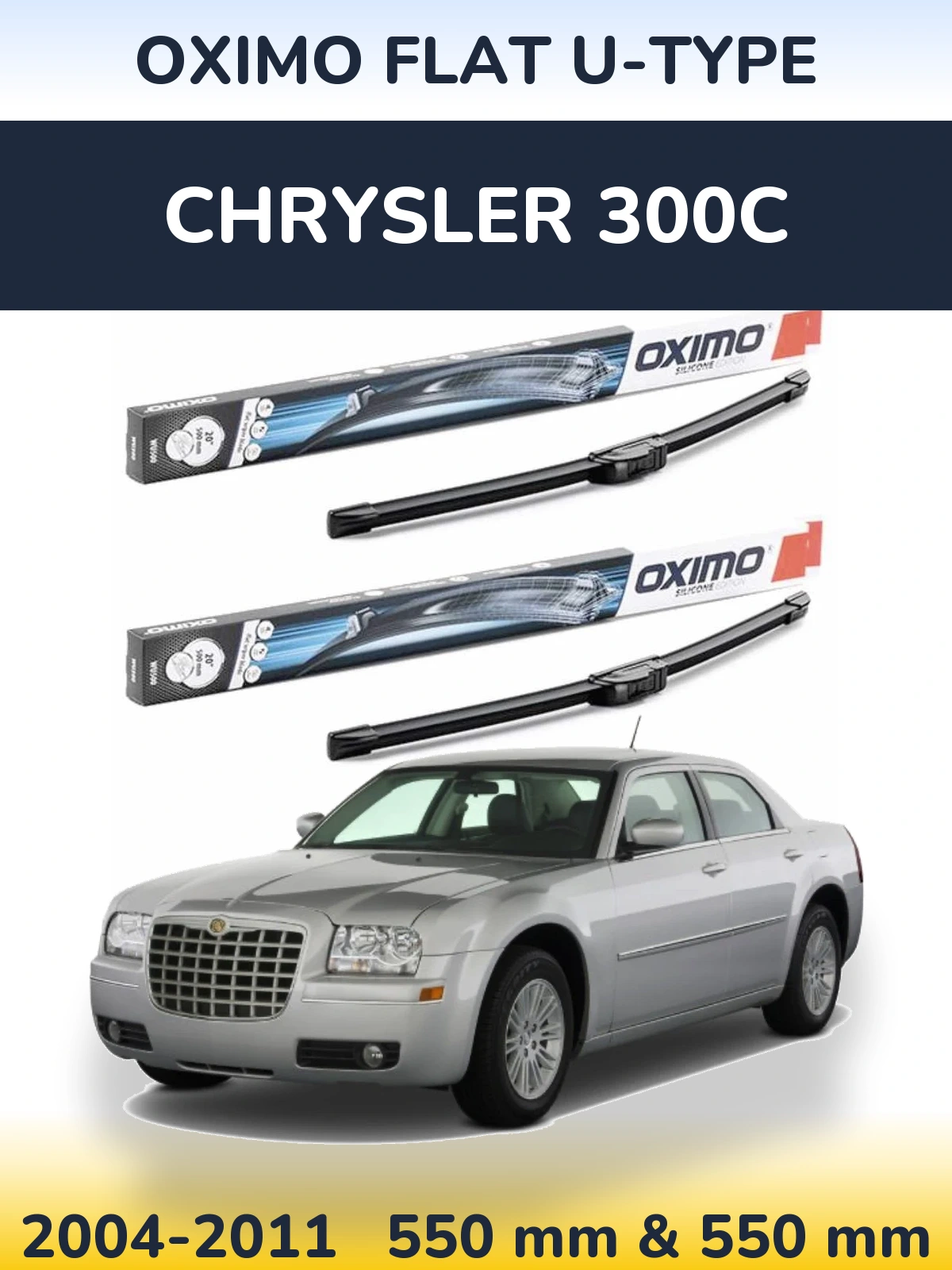 Front wiper blade set Oximo Flat U-type 550 & 550 мм for Chrysler 300C 2004-2011