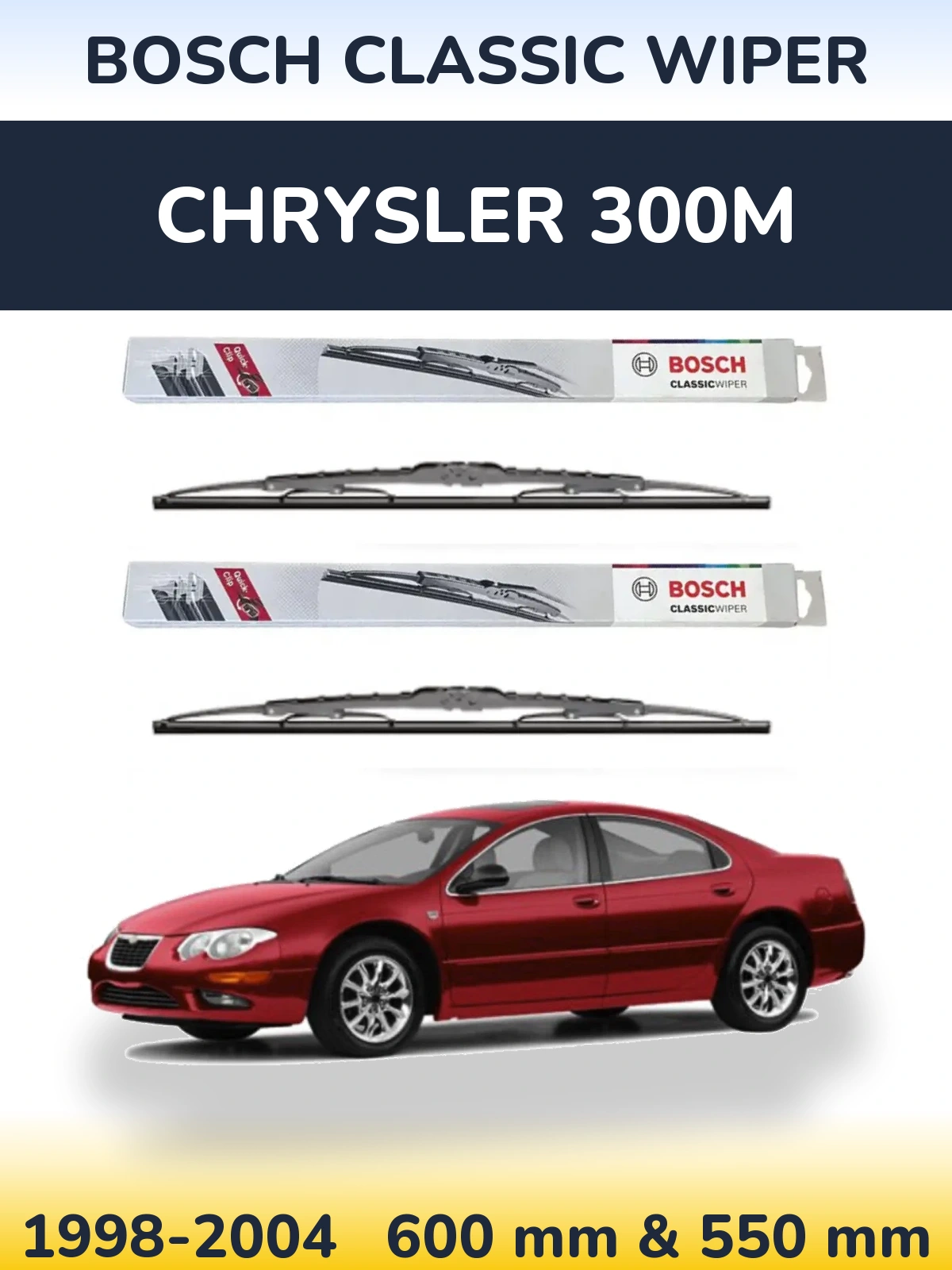 Front wiper blade set BOSCH Classic Wiper 600 & 550 мм for Chrysler 300M 1998-2004