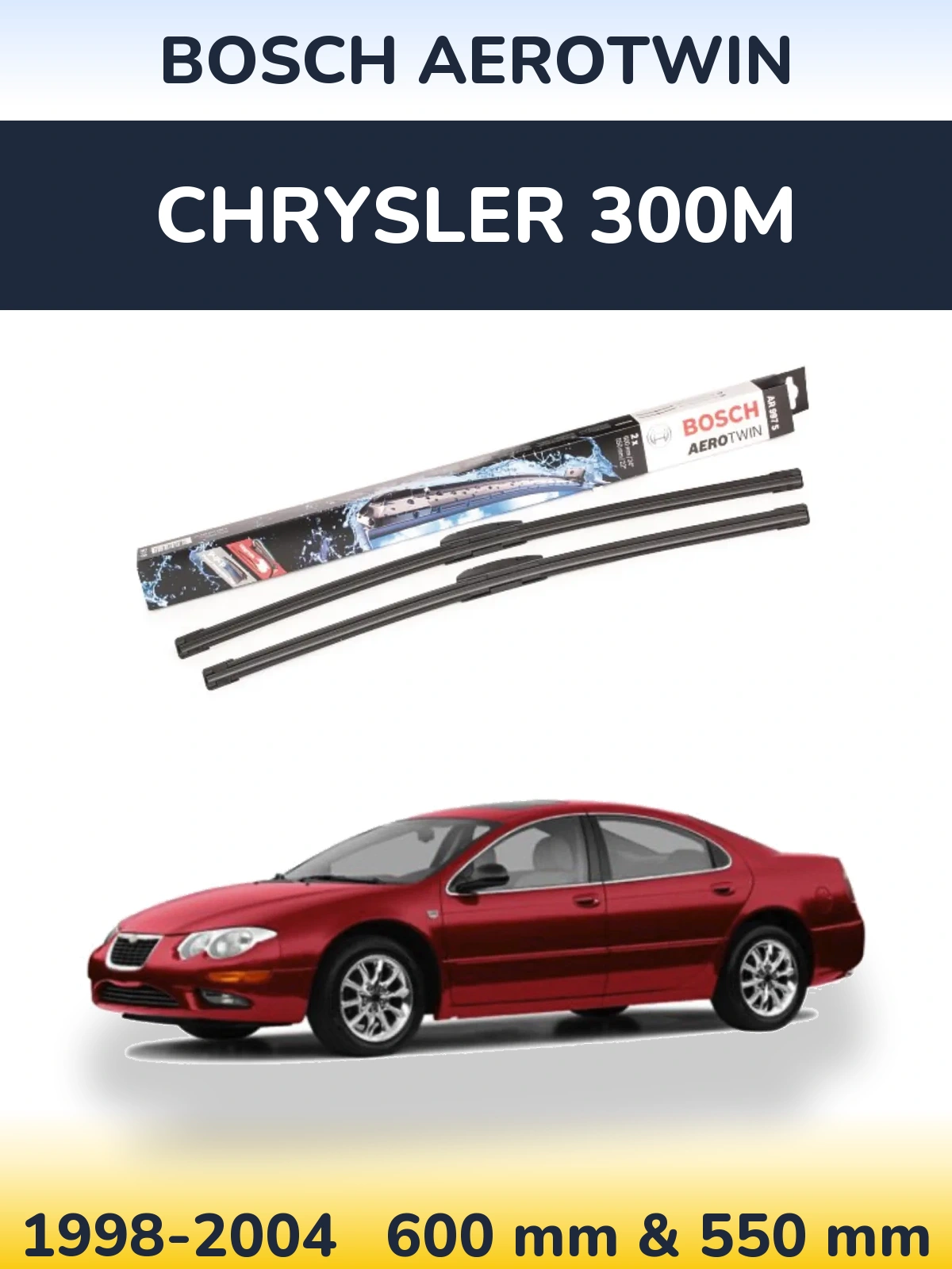 Front wiper blade set BOSCH AeroTwin 600 & 550 мм for Chrysler 300M 1998-2004