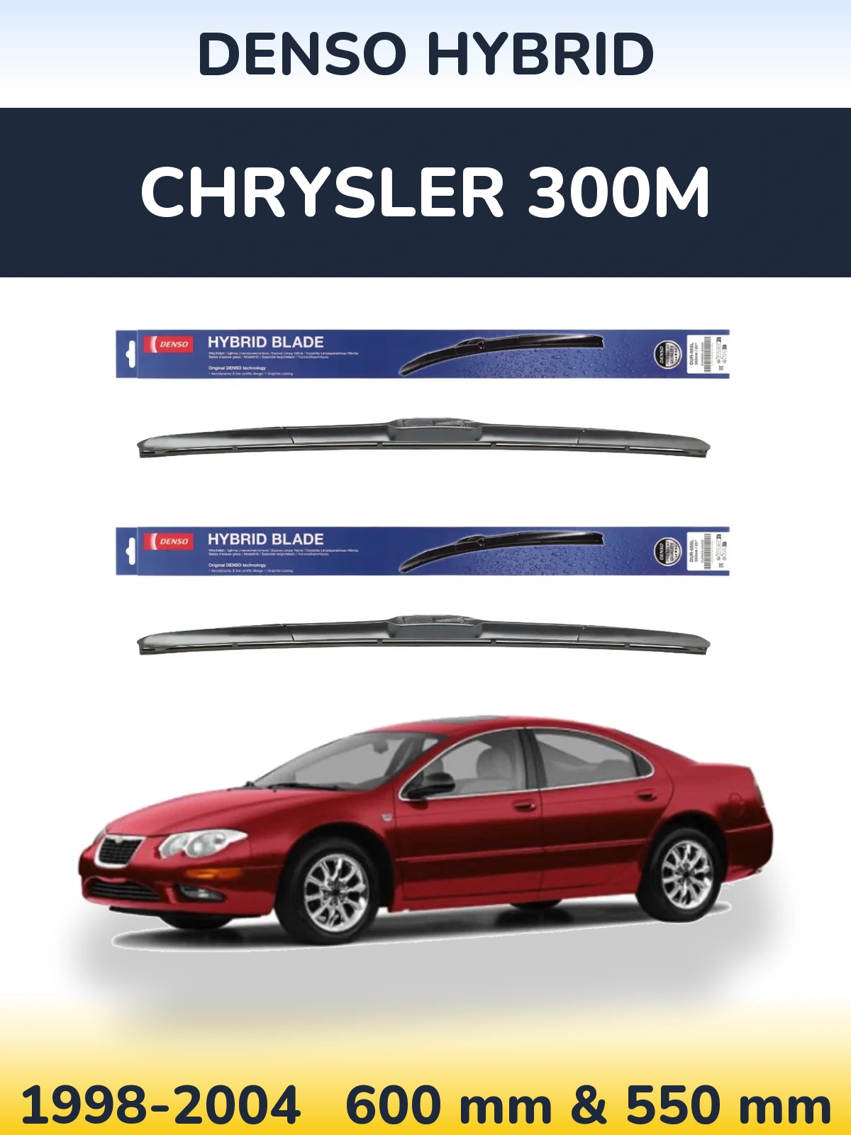 Front wiper blade set Denso Hybrid 600 & 550 мм for Chrysler 300M 1998-2004
