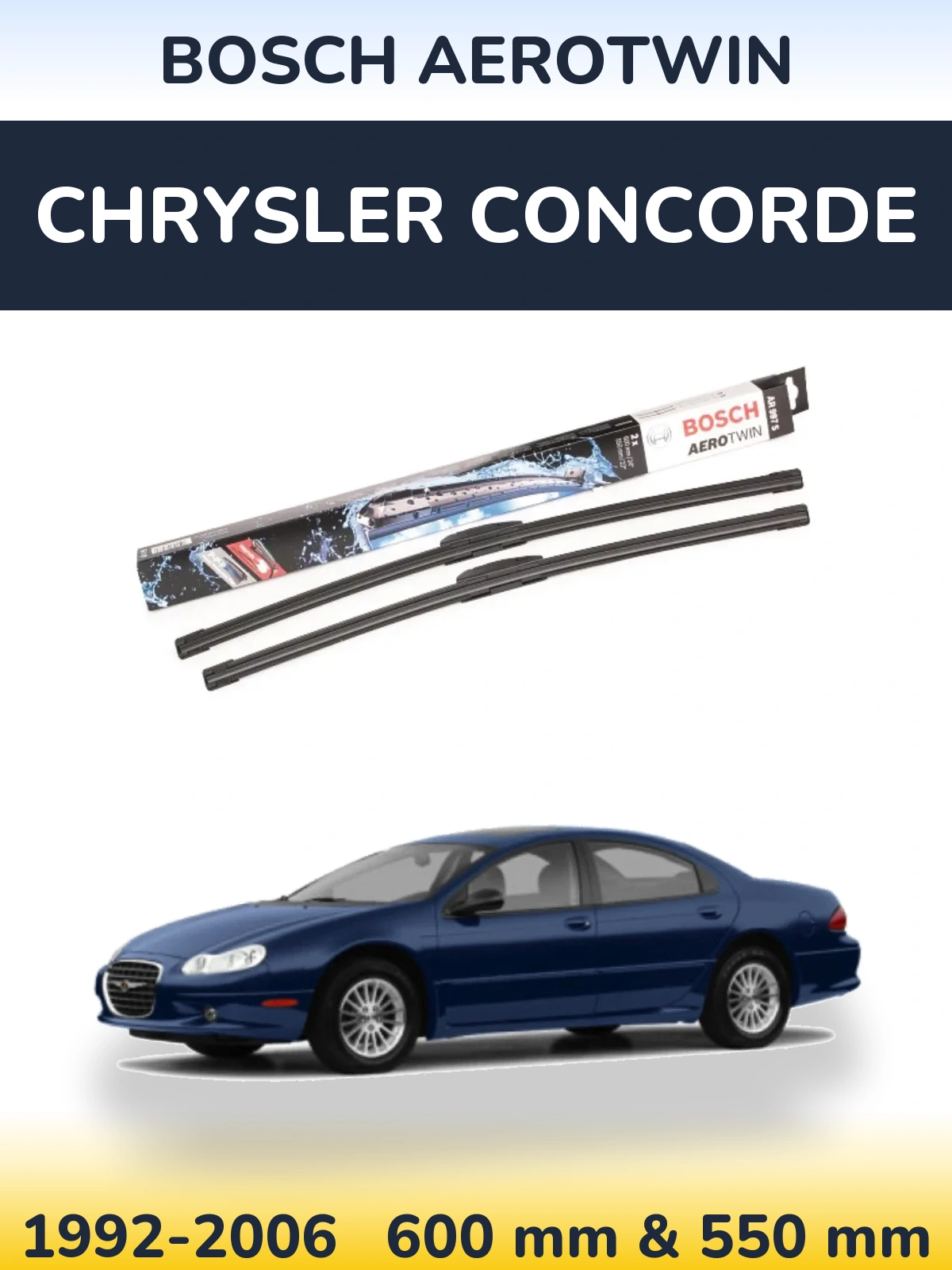 Komplet przednich wycieraczek BOSCH AeroTwin 600 & 550 mm do Chrysler Concorde 1992-2006