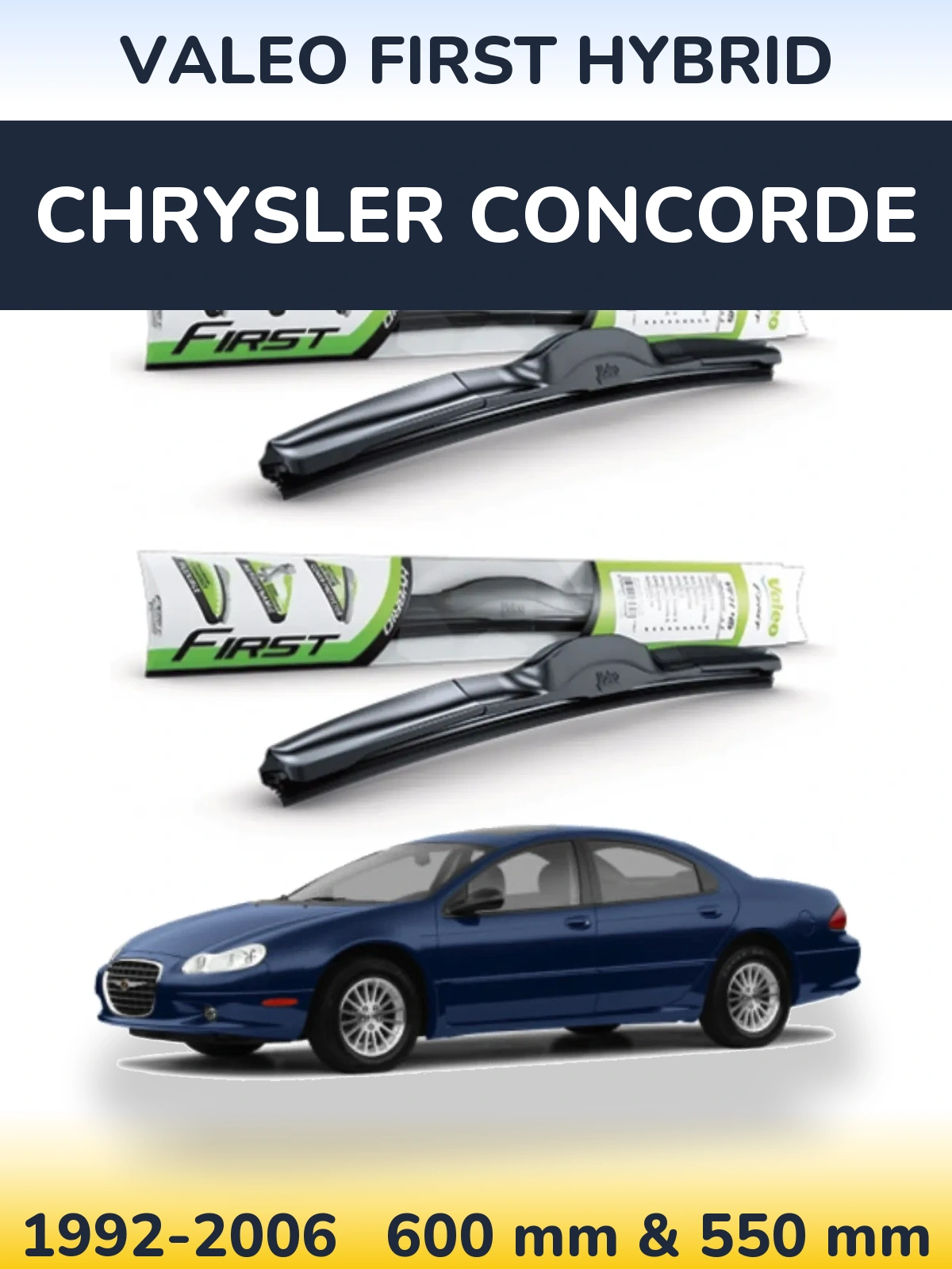 Komplet przednich wycieraczek Valeo First Hybrid 600 & 550 mm do Chrysler Concorde 1992-2006