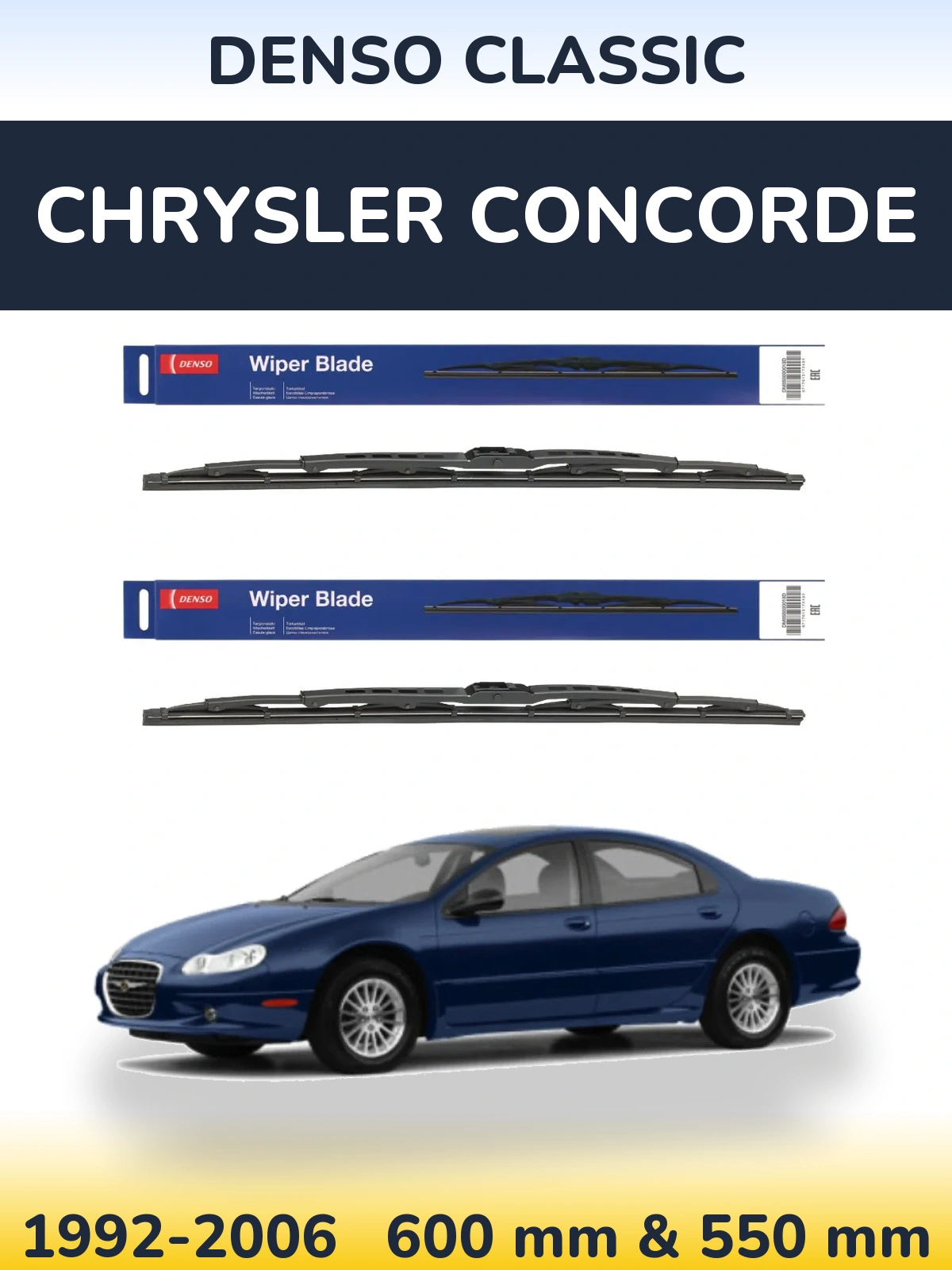 Komplet przednich wycieraczek Denso Classic 600 & 550 mm do Chrysler Concorde 1992-2006