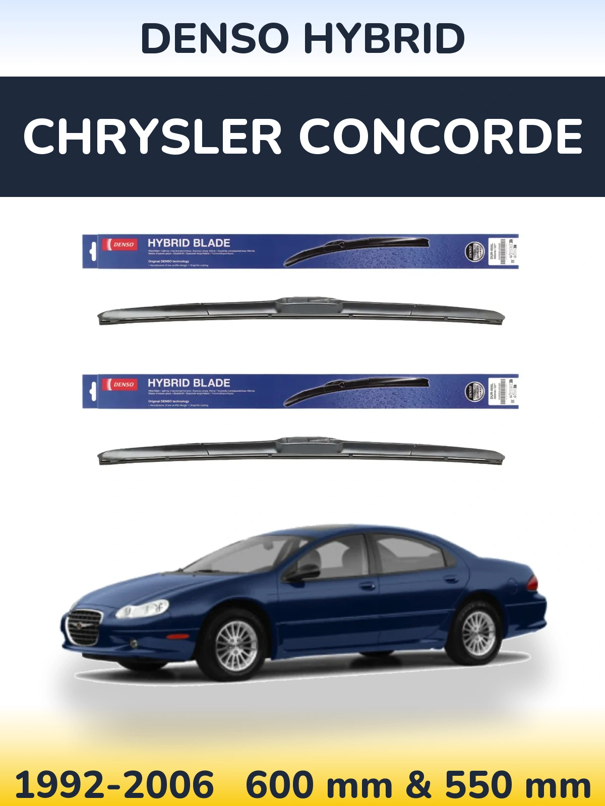 Komplet przednich wycieraczek Denso Hybrid 600 & 550 mm do Chrysler Concorde 1992-2006