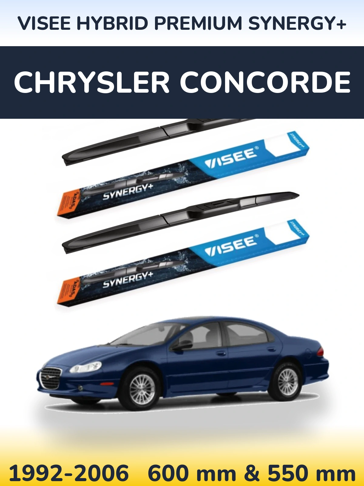 Komplet przednich wycieraczek VISEE HYBRID PREMIUM SYNERGY+ 600 & 550 mm do Chrysler Concorde 1992-2006