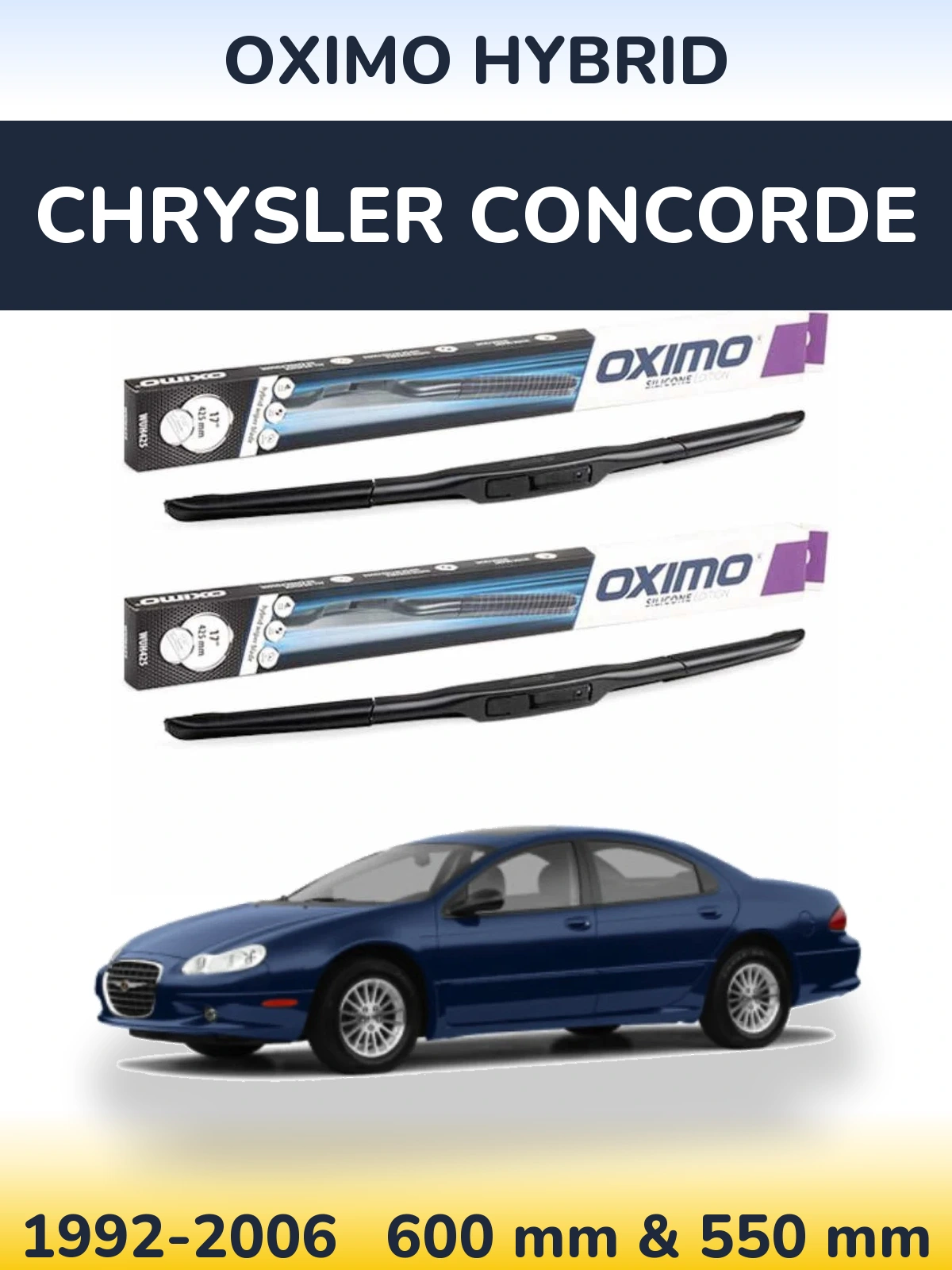 Komplet przednich wycieraczek Oximo Hybrid 600 & 550 mm do Chrysler Concorde 1992-2006