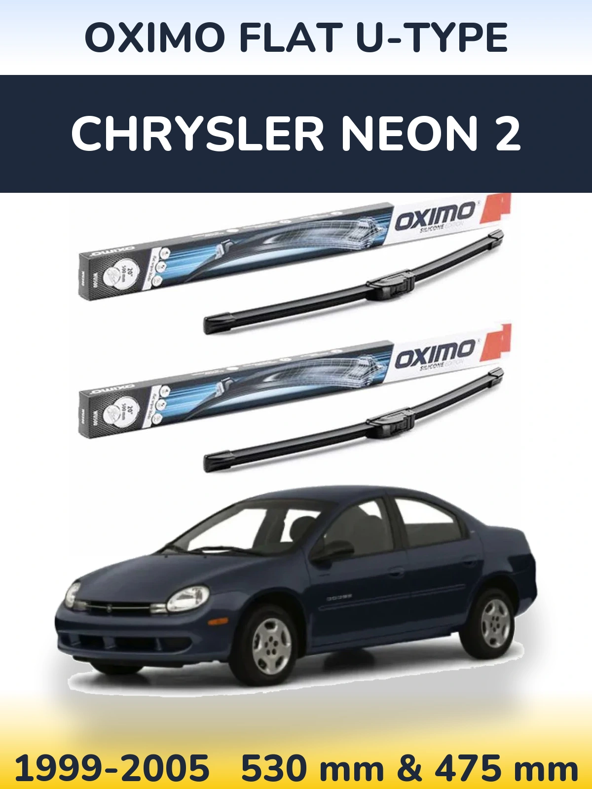 Komplet przednich wycieraczek Oximo Flat U-type 530 & 475 mm do Chrysler Neon 2 1999-2005