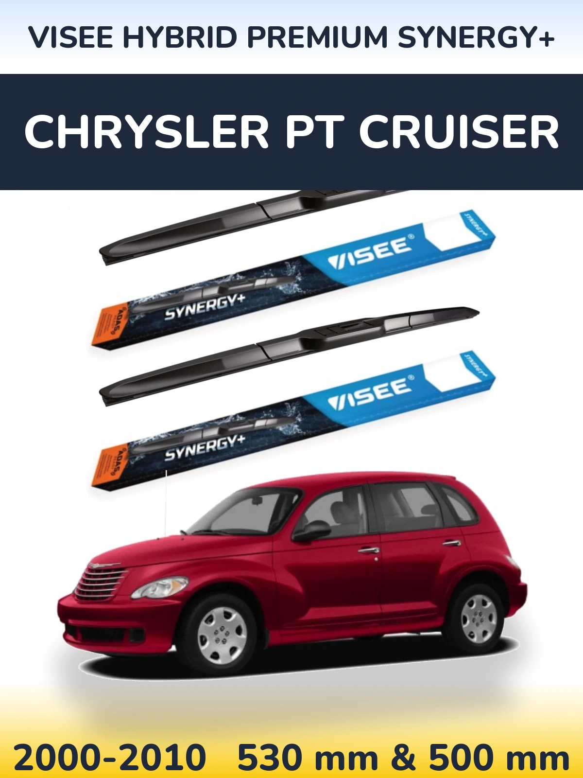 Комплект передніх щіток VISEE HYBRID PREMIUM SYNERGY+ 530 & 500 мм для Chrysler PT Cruiser 2000-2010