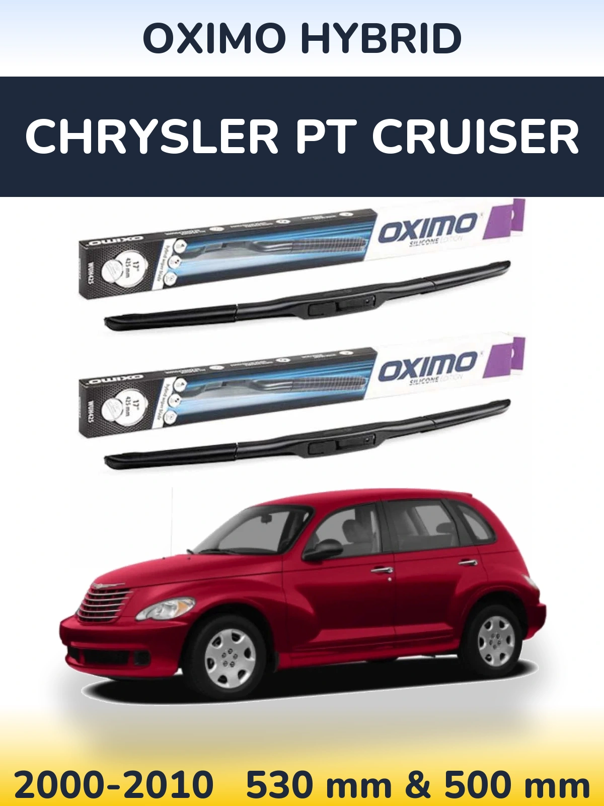 Комплект передних дворников Oximo Hybrid 530 & 500 мм для Chrysler PT Cruiser 2000-2010