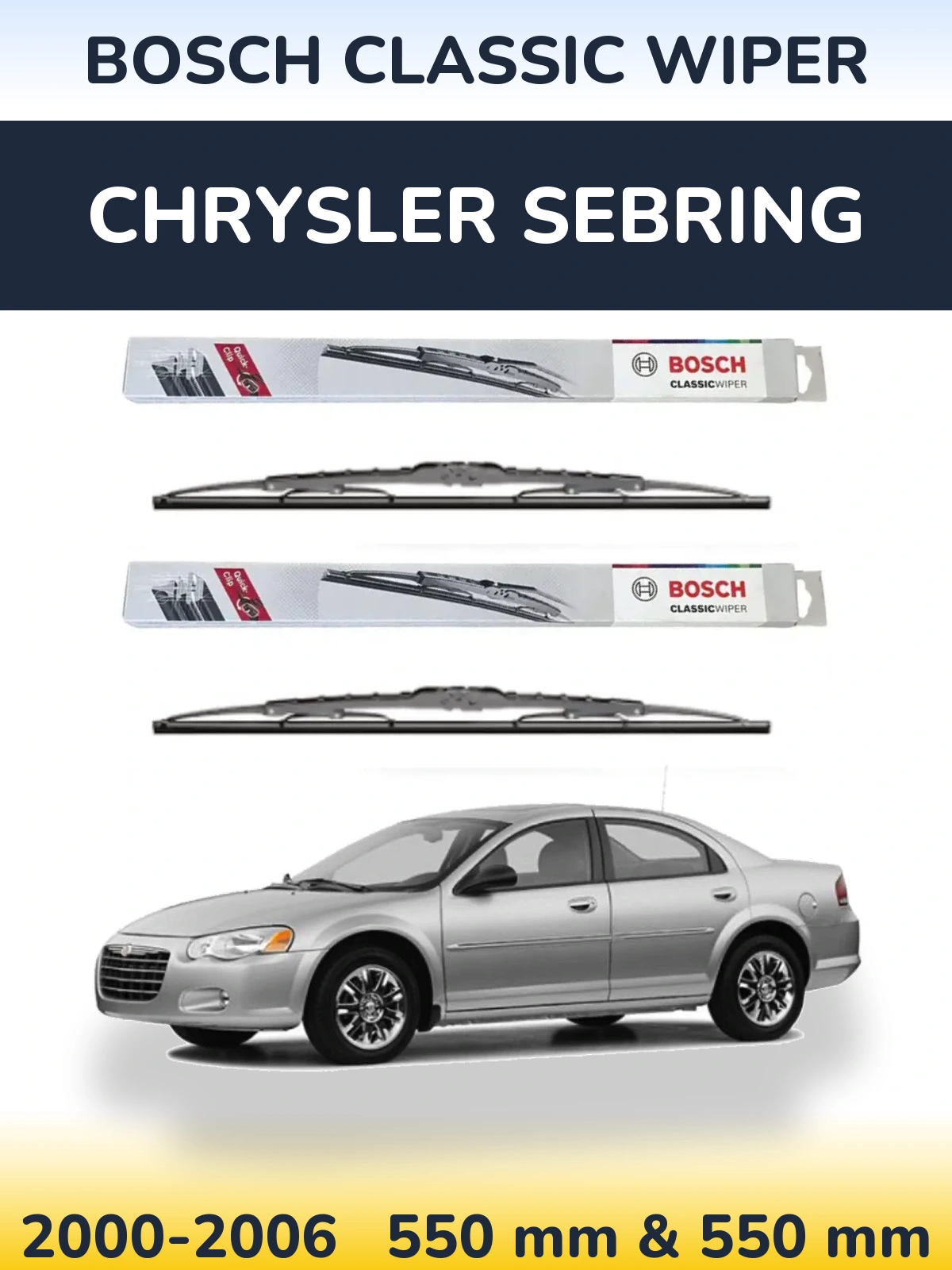 Комплект передніх щіток BOSCH Classic Wiper 550 & 550 мм для Chrysler Sebring 2000-2006