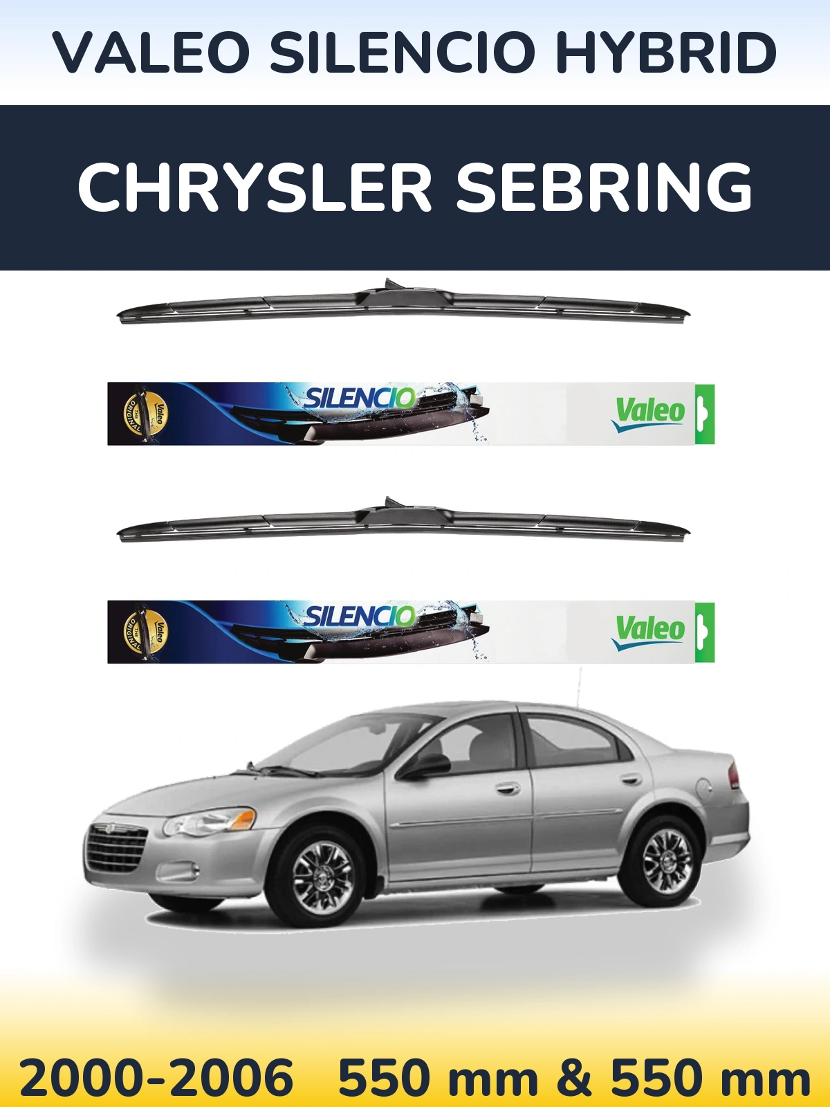 Комплект передних дворников Valeo Silencio Hybrid 550 & 550 мм для Chrysler Sebring 2000-2006
