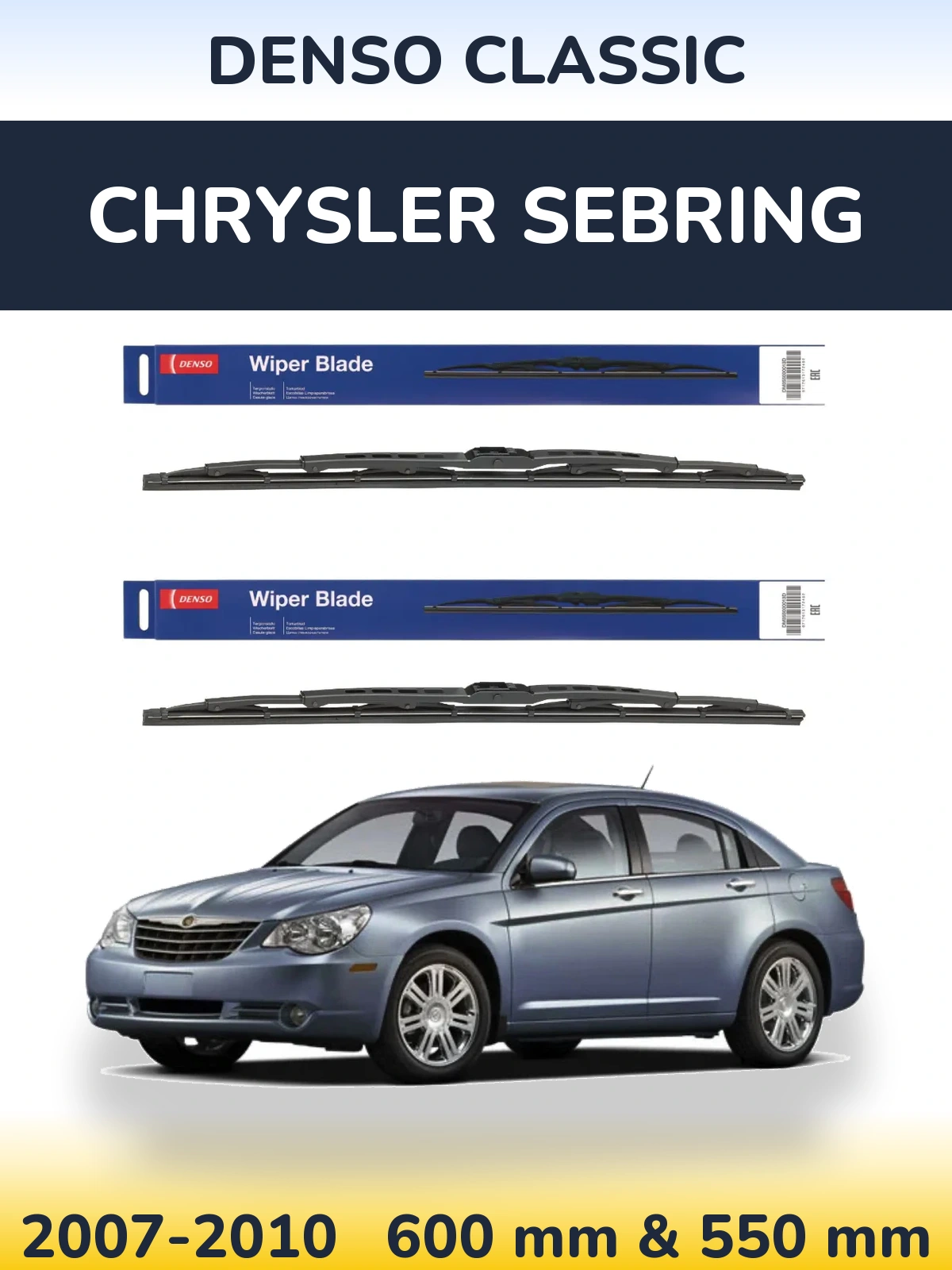 Komplet przednich wycieraczek Denso Classic 600 & 550 mm do Chrysler Sebring 2007-2010