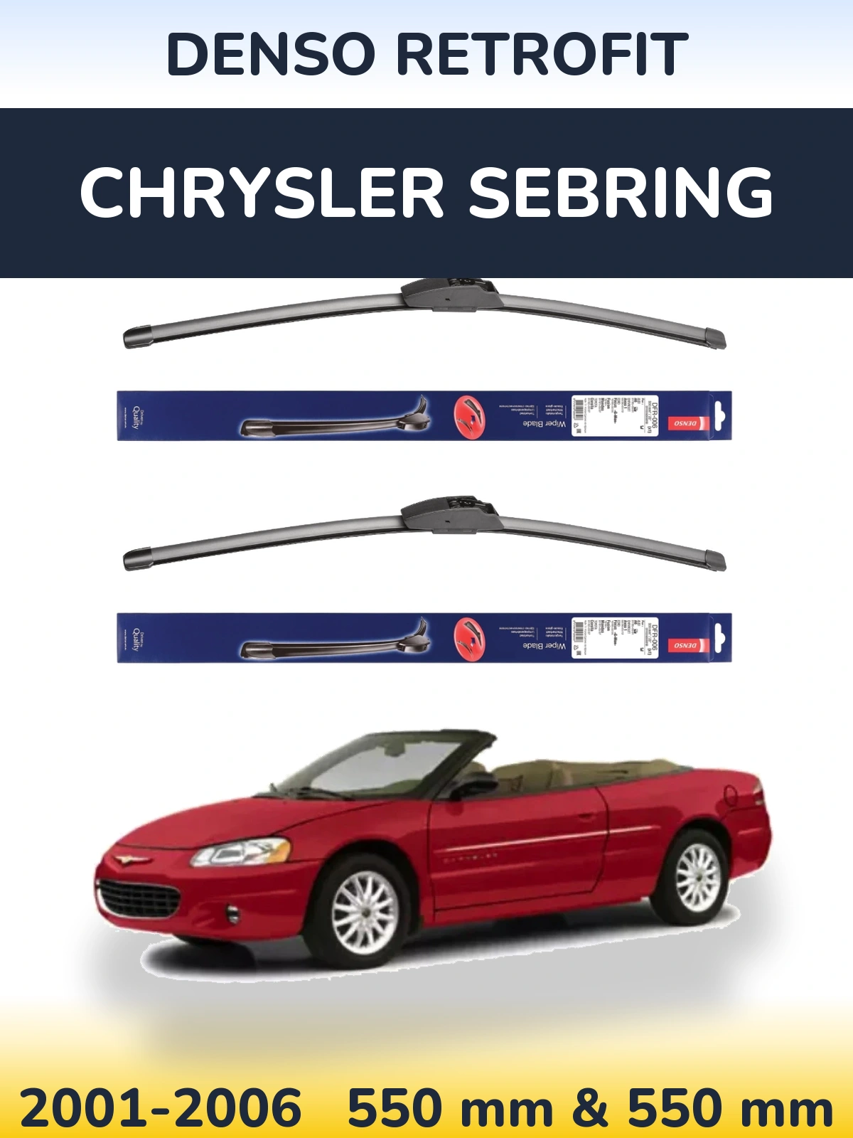 Комплект передних дворников Denso Retrofit 550 & 550 мм для Chrysler Sebring 2001-2006