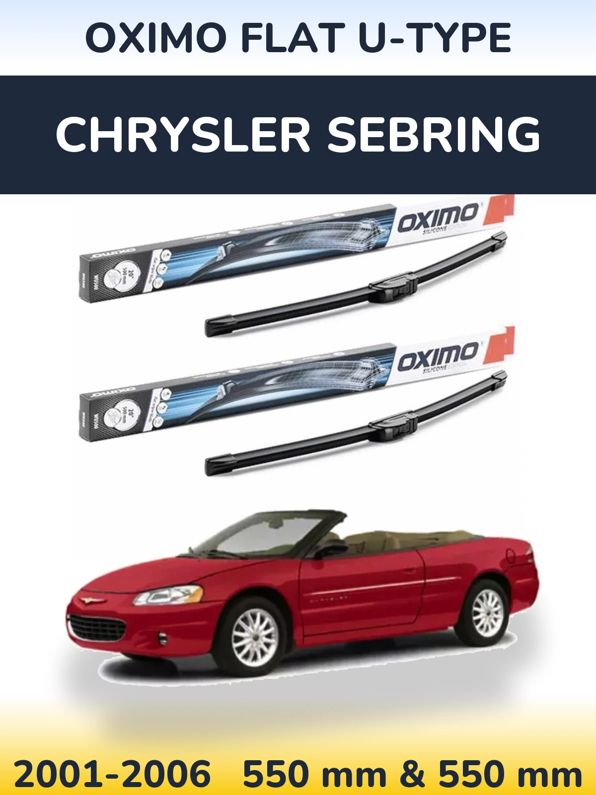 Front wiper blade set Oximo Flat U-type 550 & 550 мм for Chrysler Sebring 2001-2006