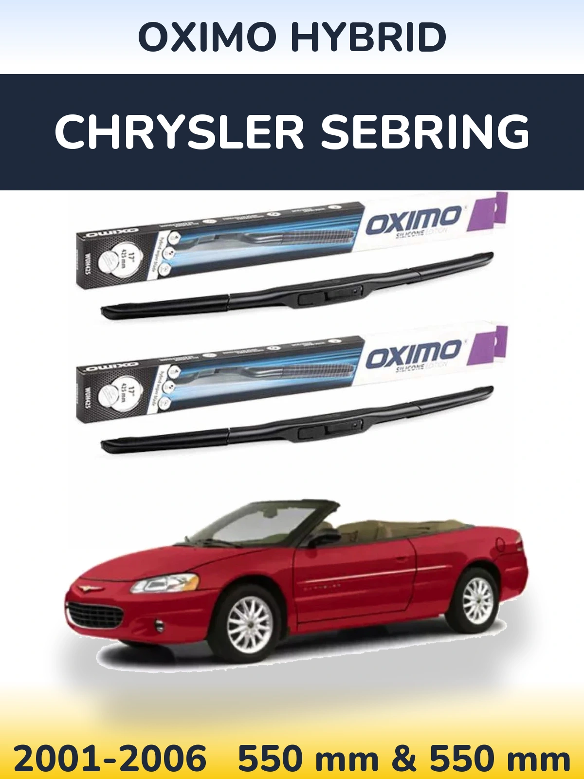 Front wiper blade set Oximo Hybrid 550 & 550 мм for Chrysler Sebring 2001-2006