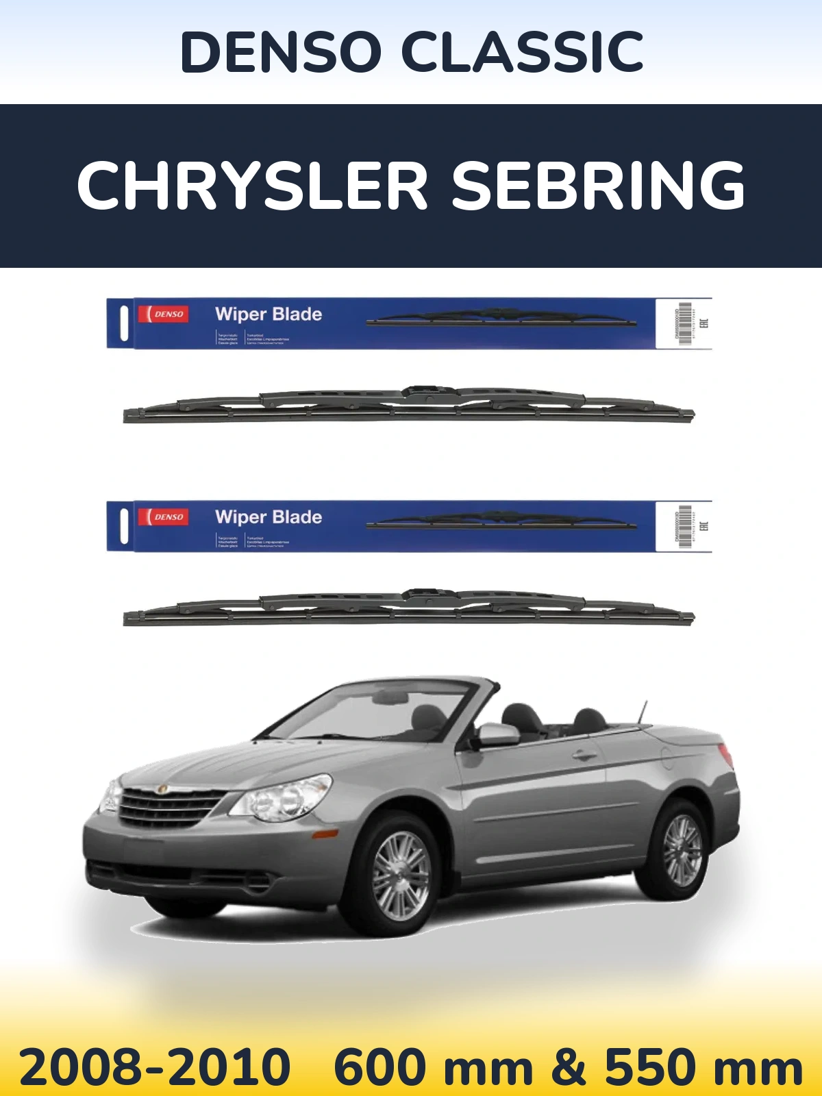 Komplet przednich wycieraczek Denso Classic 600 & 550 mm do Chrysler Sebring 2008-2010