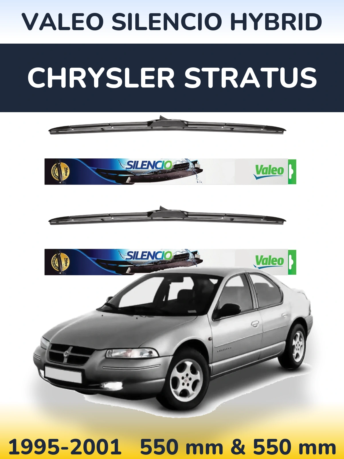 Front wiper blade set Valeo Silencio Hybrid 550 & 550 мм for Chrysler Stratus 1995-2001
