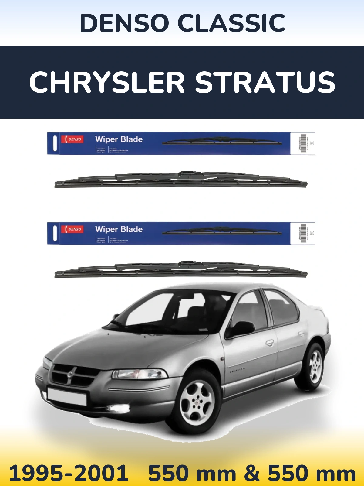Front wiper blade set Denso Classic 550 & 550 mm for Chrysler Stratus 1995-2001