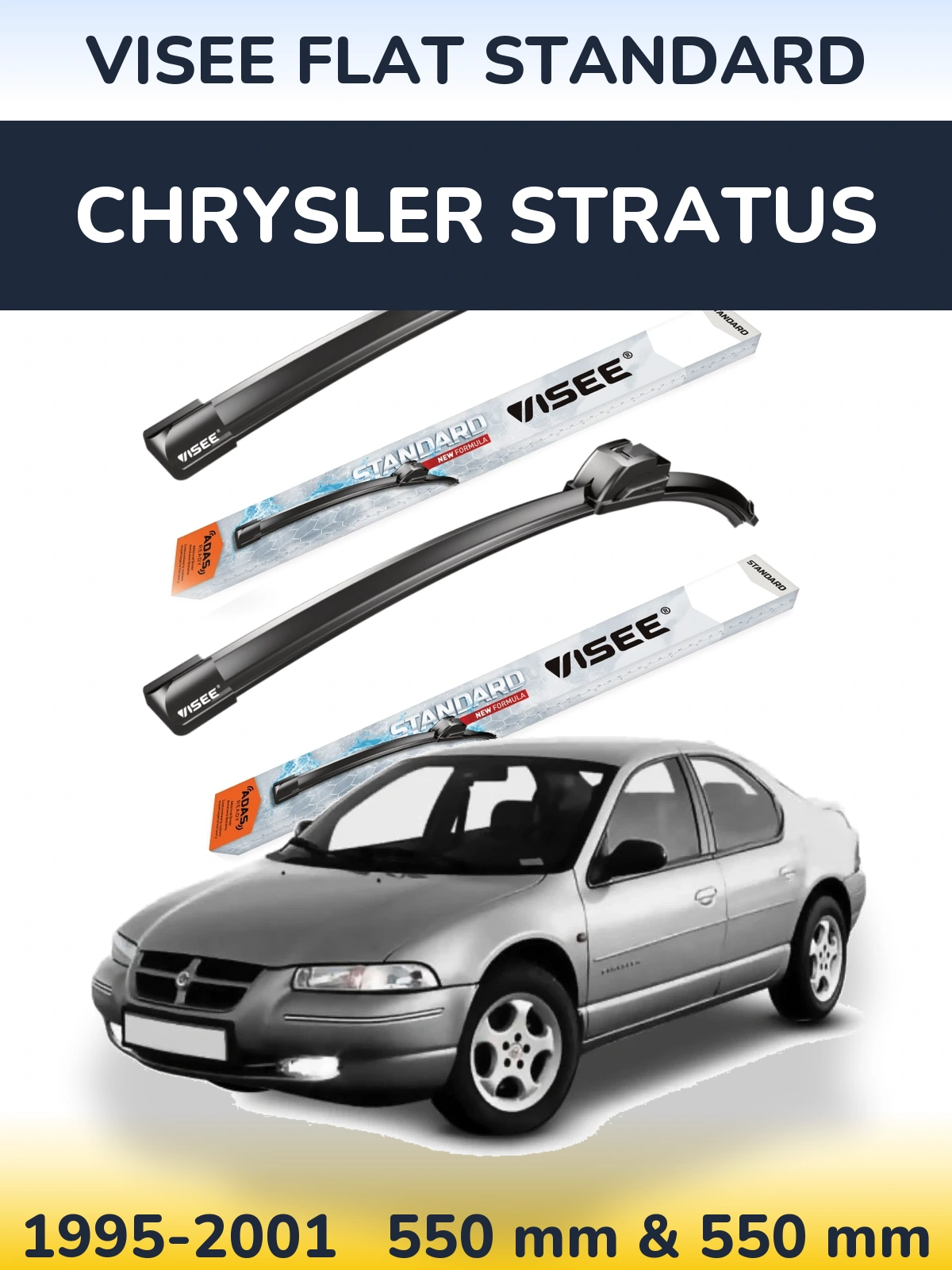 Комплект передних дворников VISEE FLAT STANDARD 550 & 550 мм для Chrysler Stratus 1995-2001
