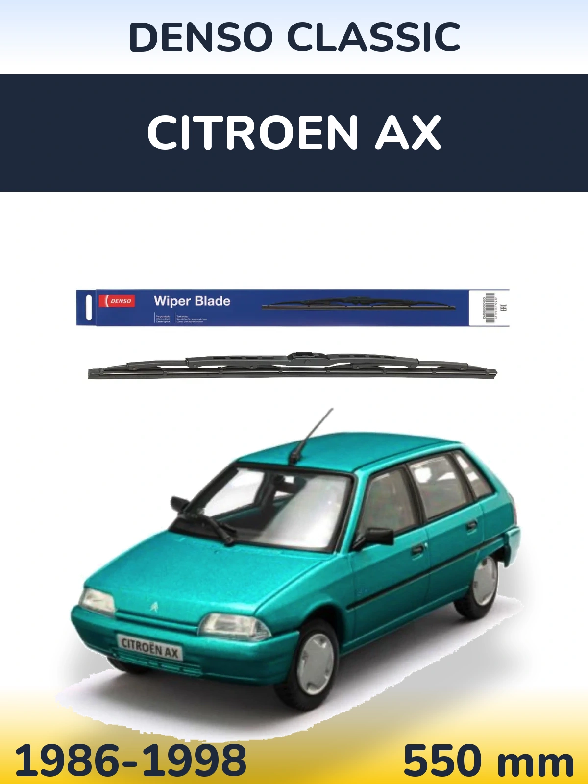 Front wiper blade Denso Classic 550 мм for Citroen AX 1986-1998