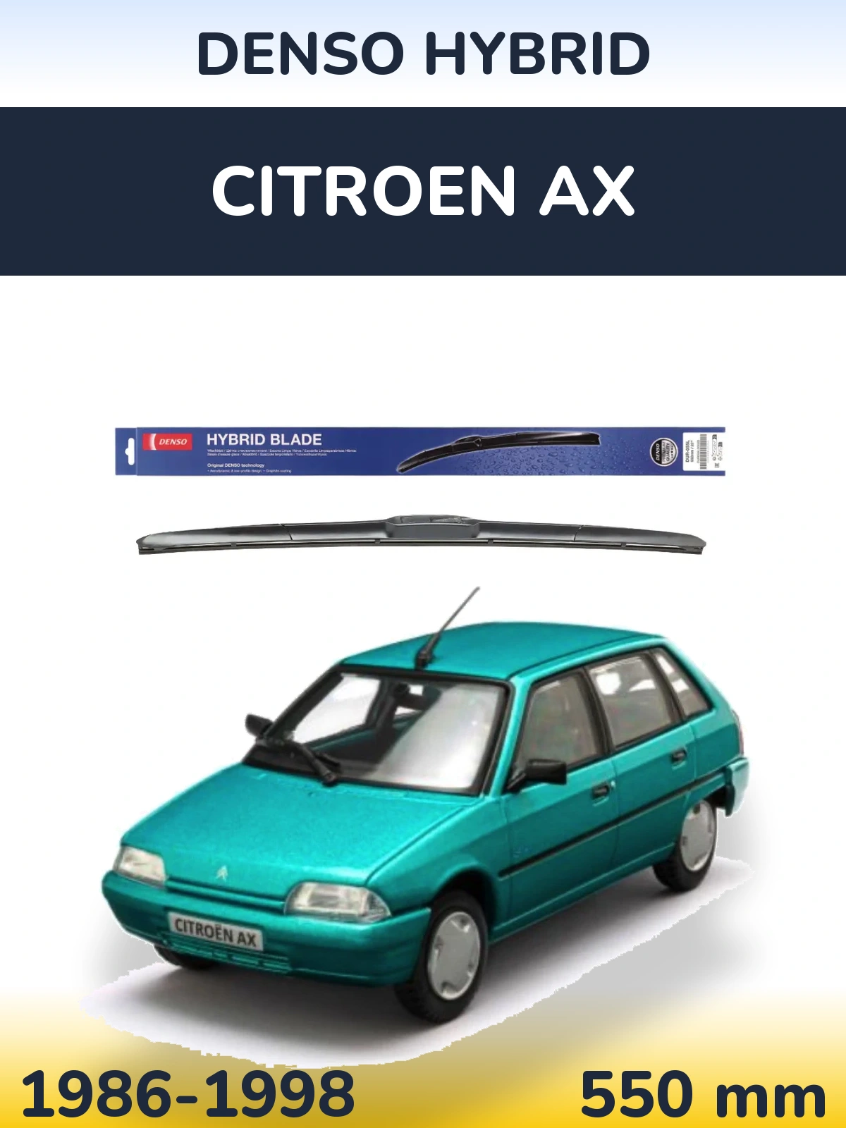 Front wiper blade Denso Hybrid 550 мм for Citroen AX 1986-1998