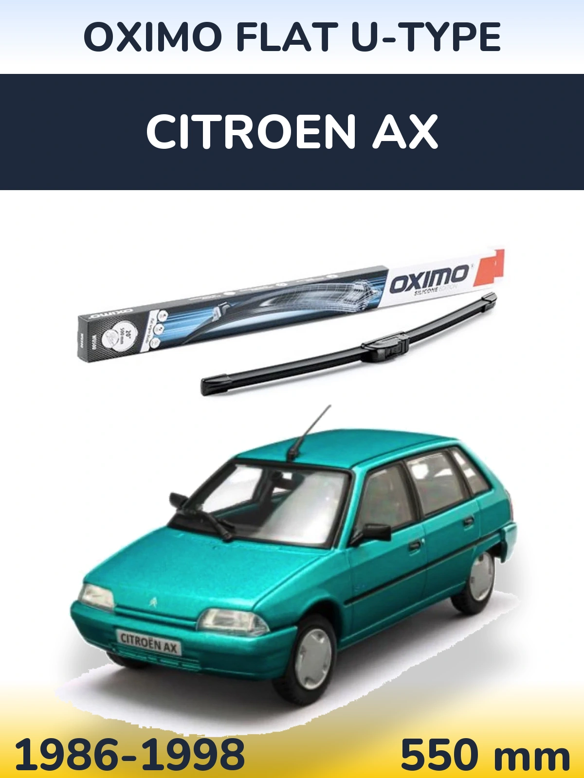 Передний дворник Oximo Flat U-type 550 мм для Citroen AX 1986-1998