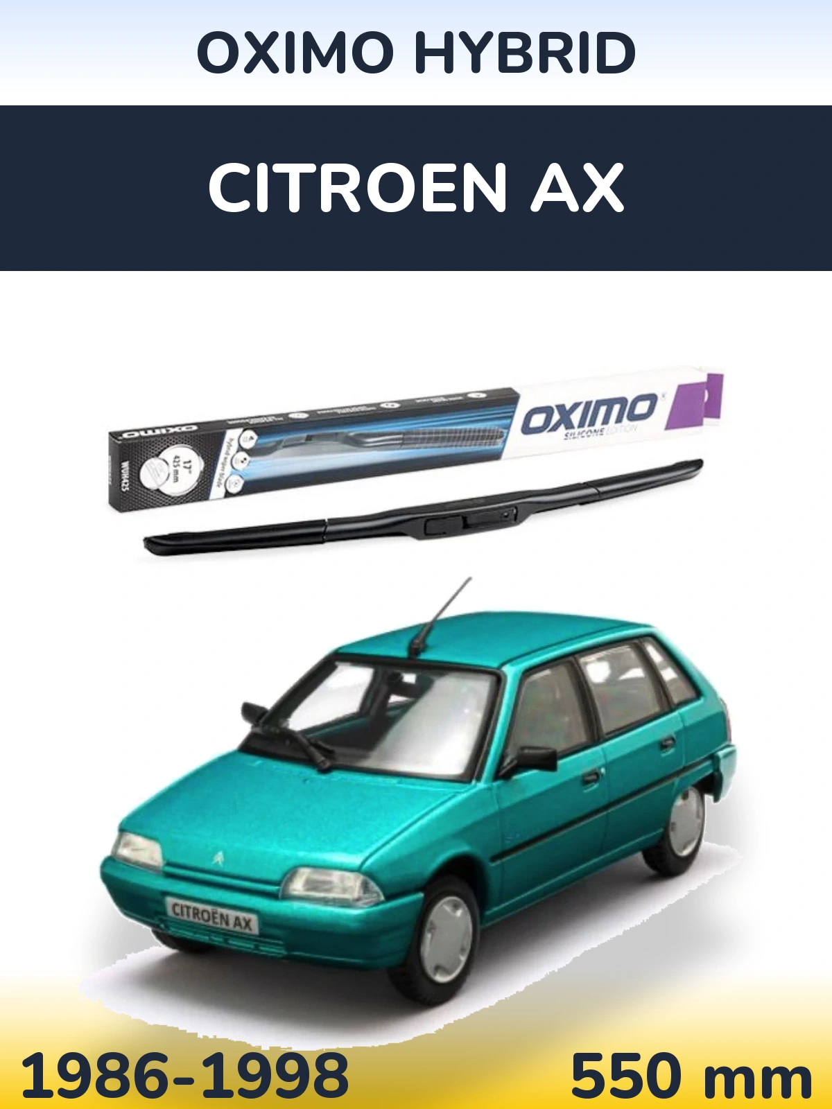 Front wiper blade Oximo Hybrid 550 мм for Citroen AX 1986-1998