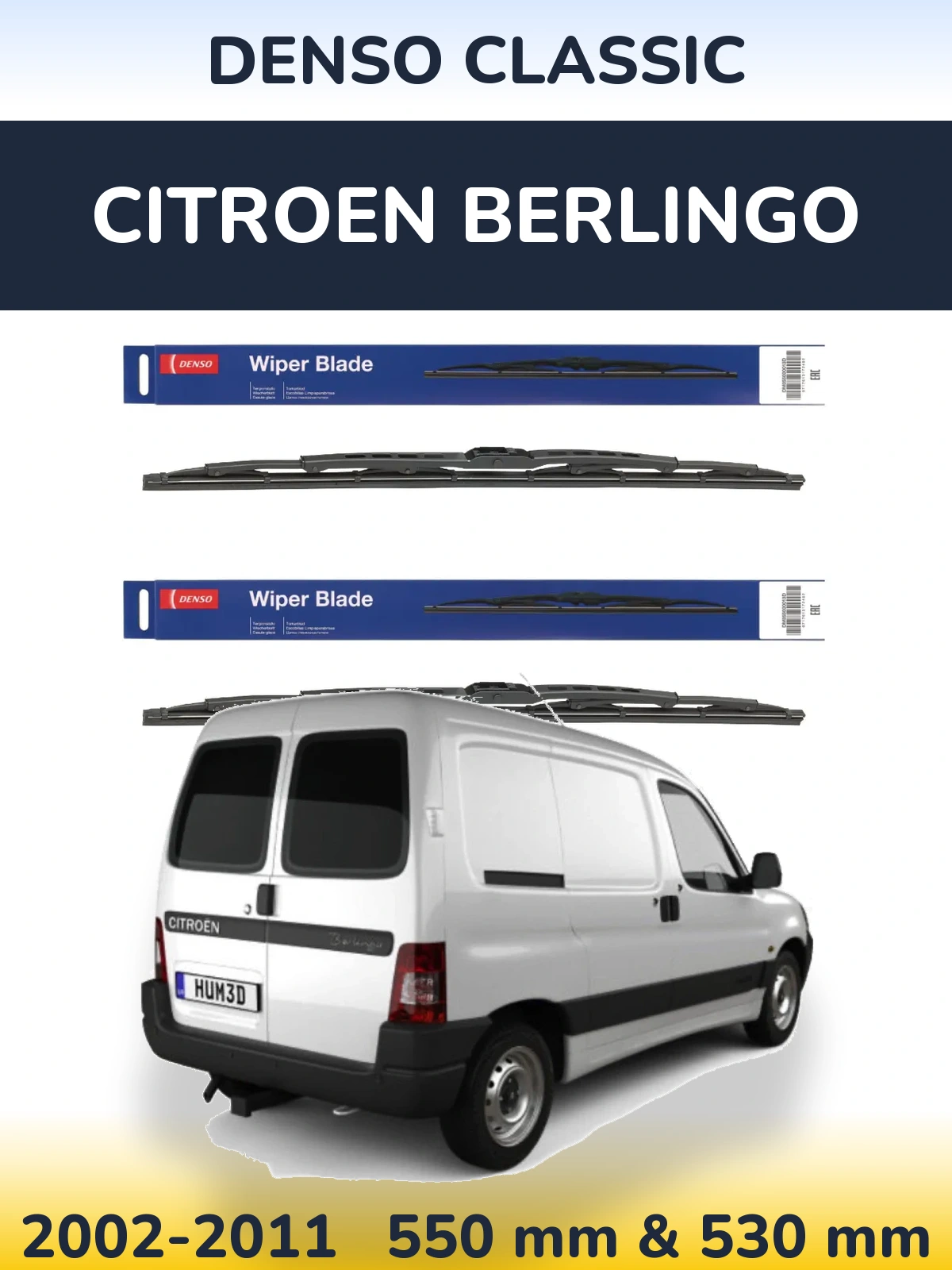 Komplet przednich wycieraczek Denso Classic 550 & 530 mm do Citroen Berlingo 2002-2011