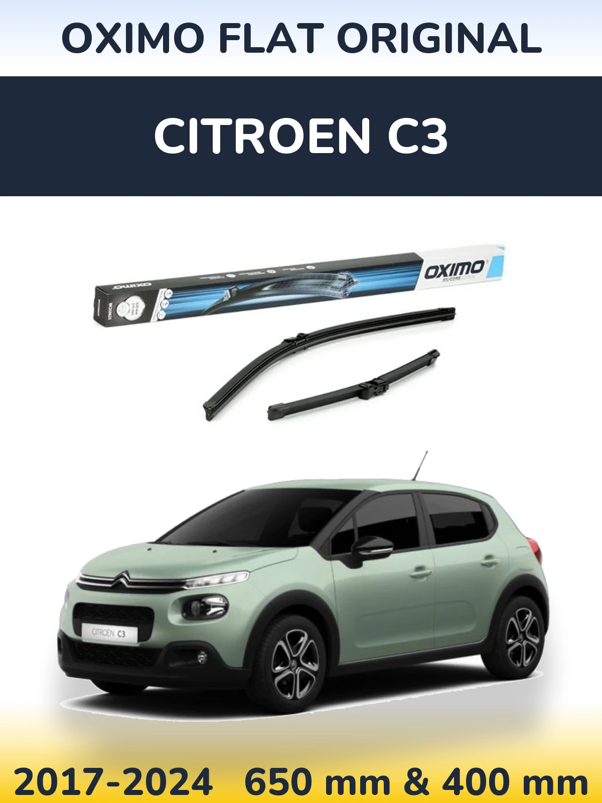 Front wiper blade set Oximo Flat Original 650 & 375 мм for Citroen C3 2017-2024