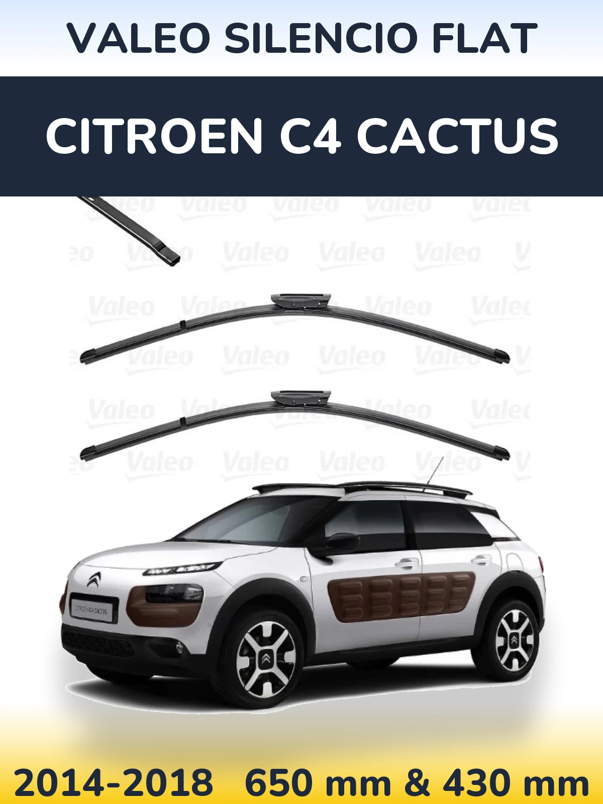 Komplet przednich wycieraczek Valeo Silencio Flat 650 & 430 mm do Citroen C4 Cactus 2014-2018