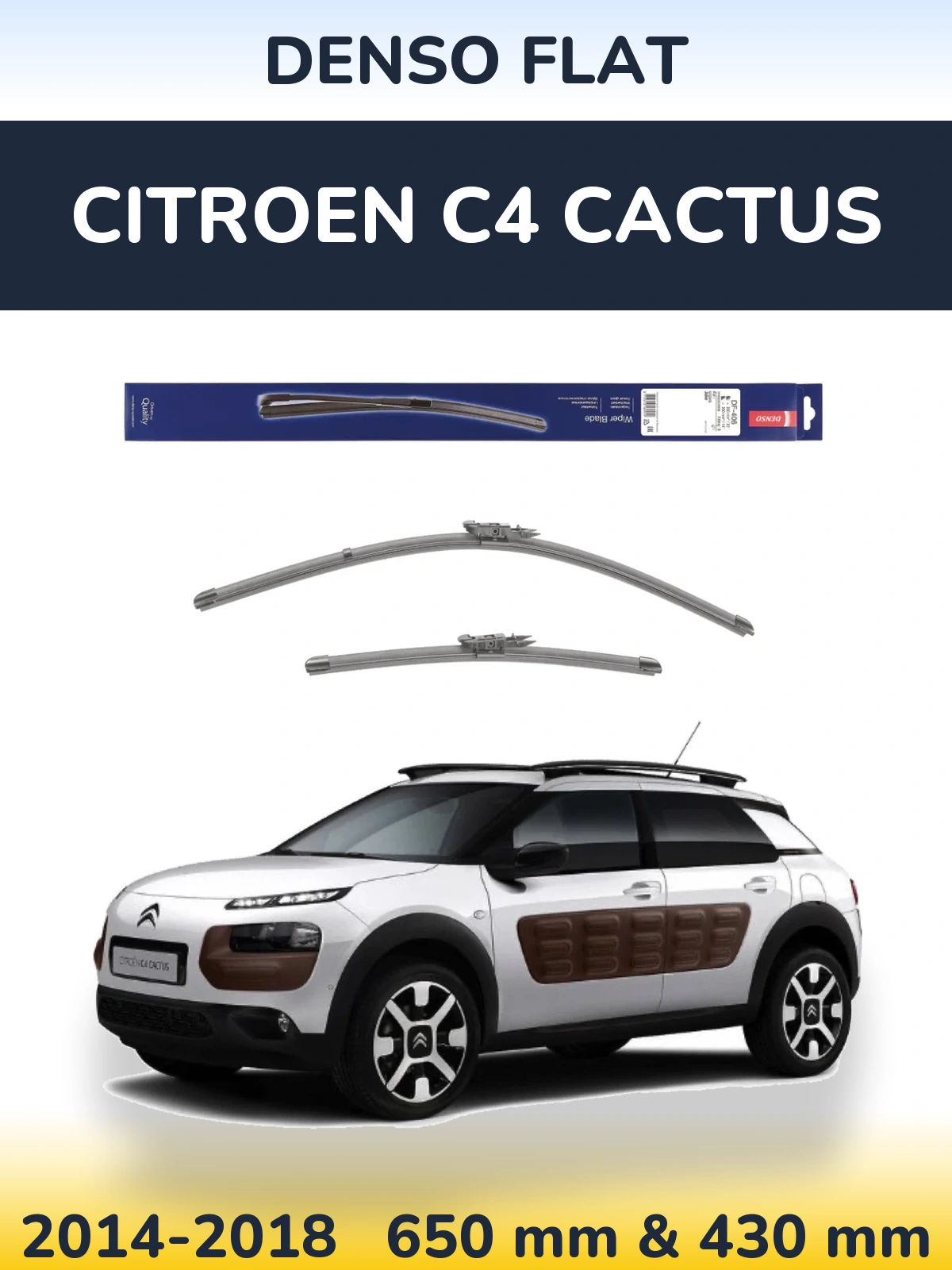 Komplet przednich wycieraczek Denso Flat 650 & 430 mm do Citroen C4 Cactus 2014-2018