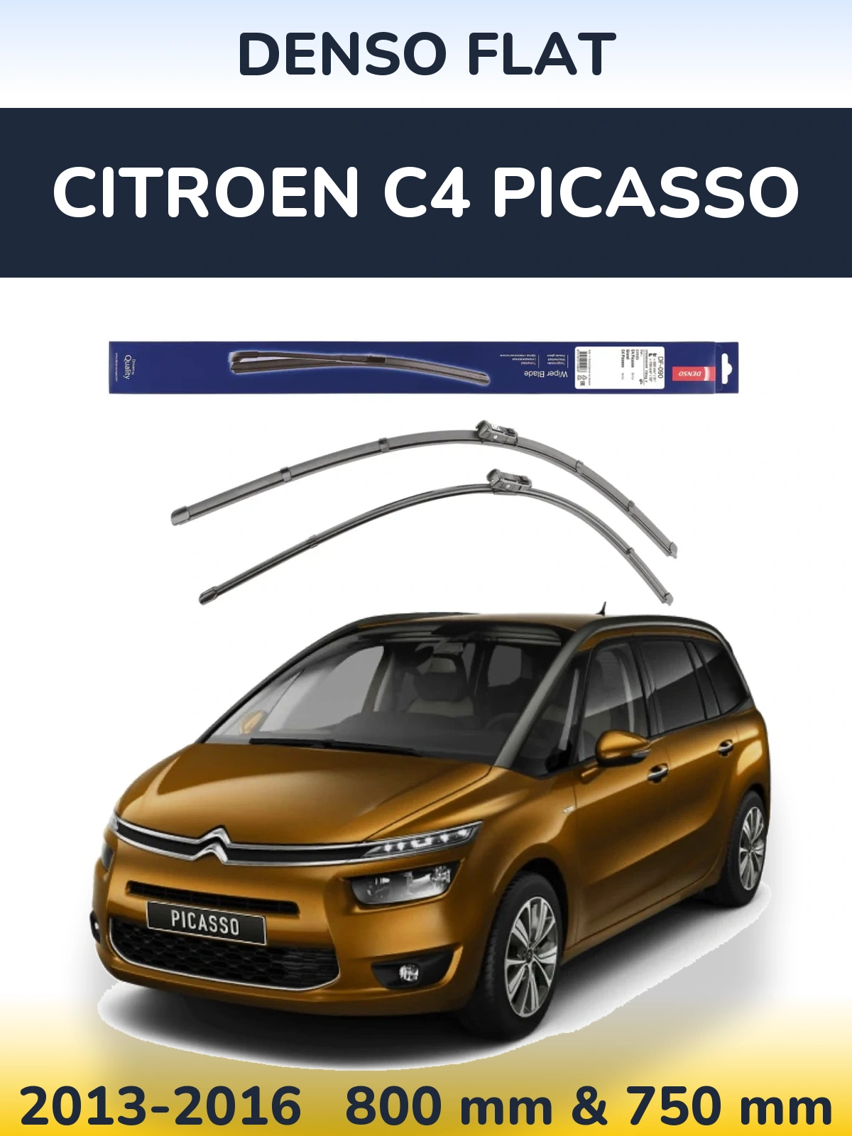 Front wiper blade set Denso Flat 800 & 750 мм for Citroen C4 Picasso 2013-2016