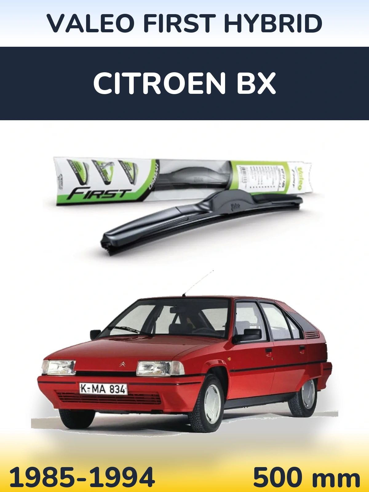 Передний дворник Valeo First Hybrid 500 мм для Citroen BX 1985-1994
