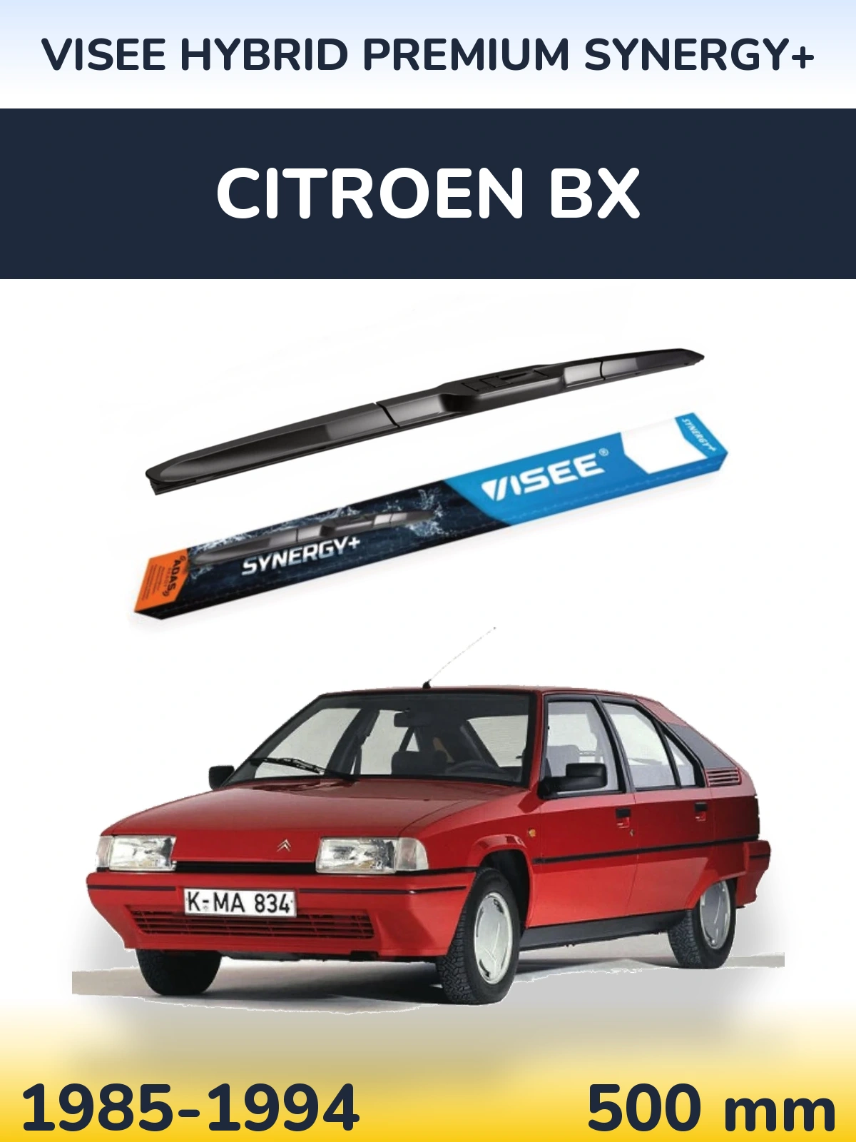 Передний дворник VISEE HYBRID PREMIUM SYNERGY+ 500 мм для Citroen BX 1985-1994