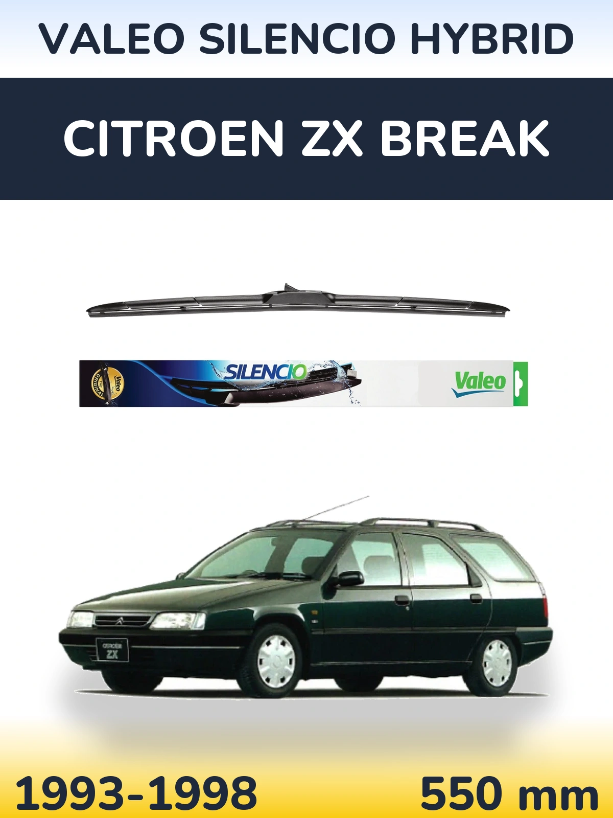 Przednia wycieraczka Valeo Silencio Hybrid 550 mm do Citroen ZX Break 1993-1998