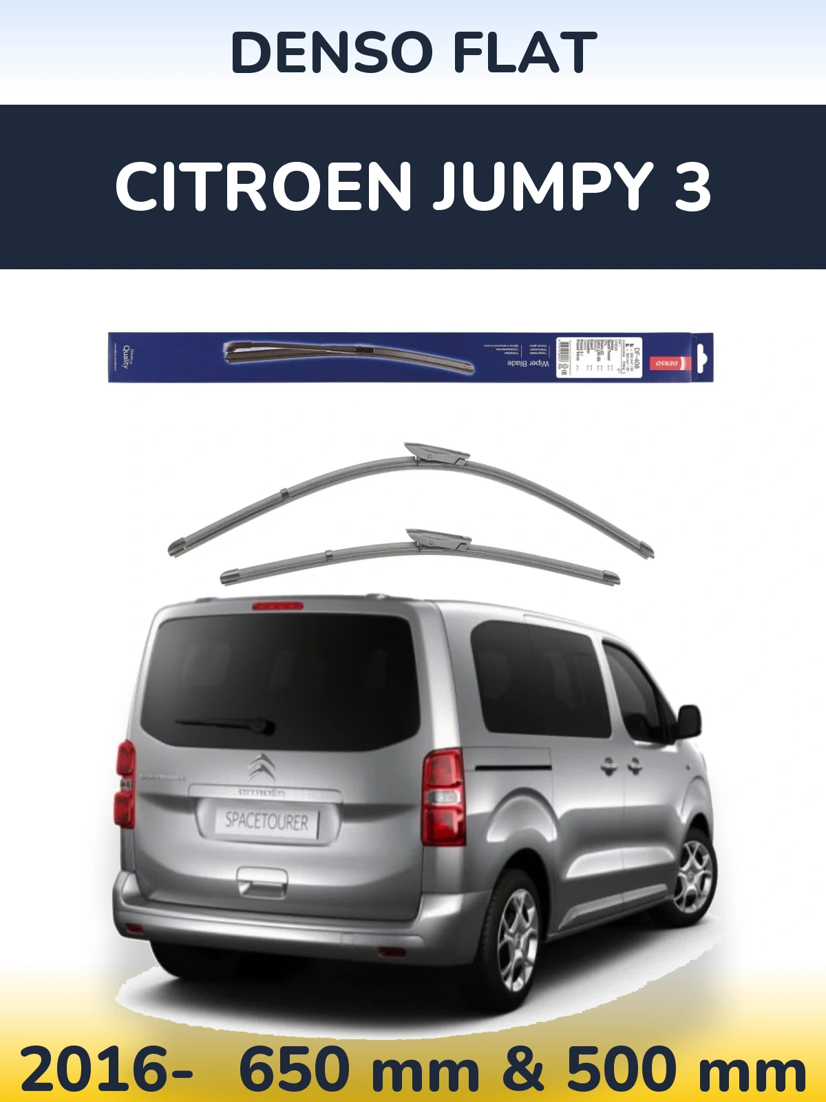 Комплект передних дворников Denso Flat 650 & 500 мм для Citroen Jumpy 3 2016-2026